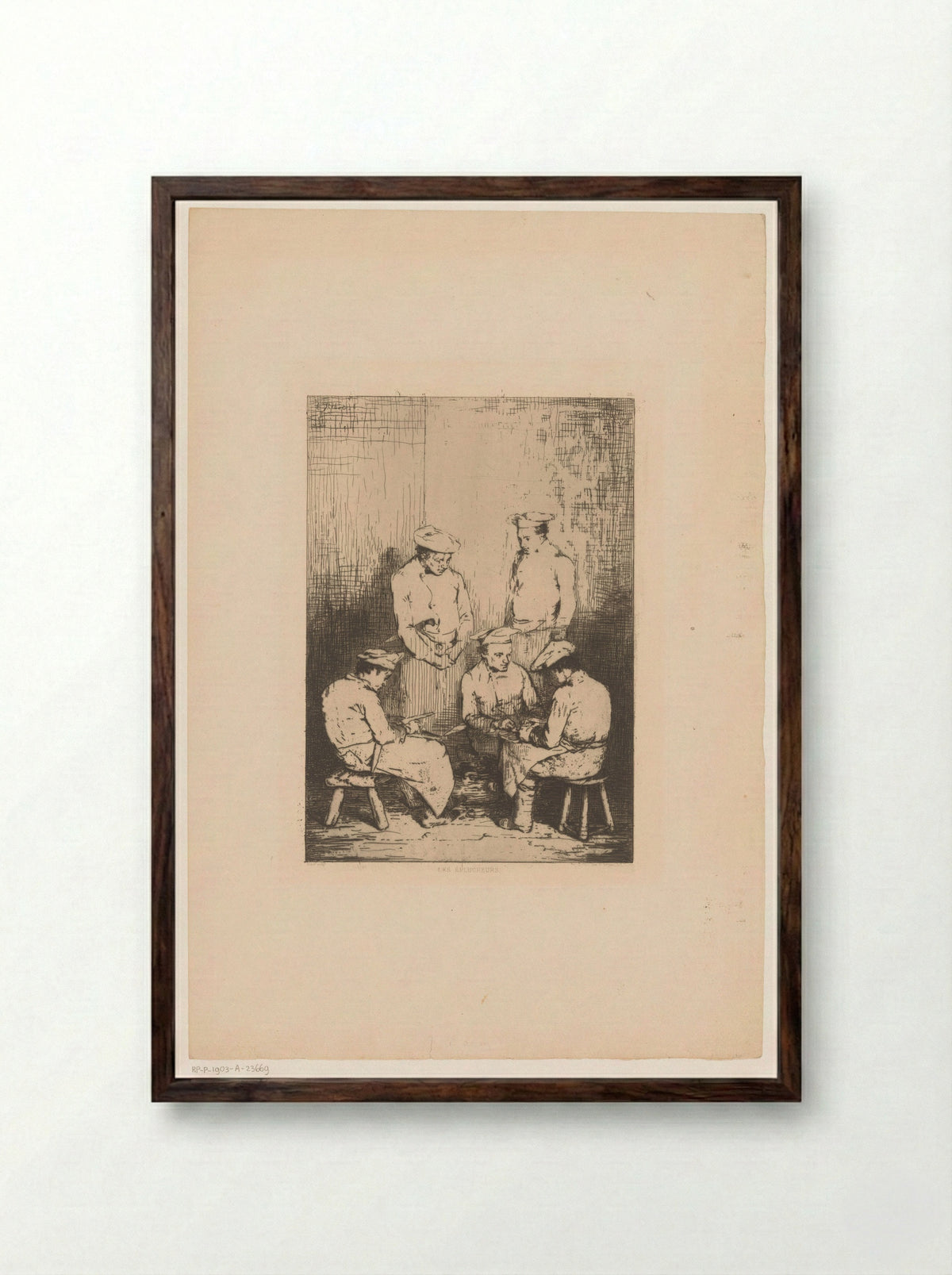 Les Éplucheurs - Alfred Philippe Roll - Framed Print Dark Wood