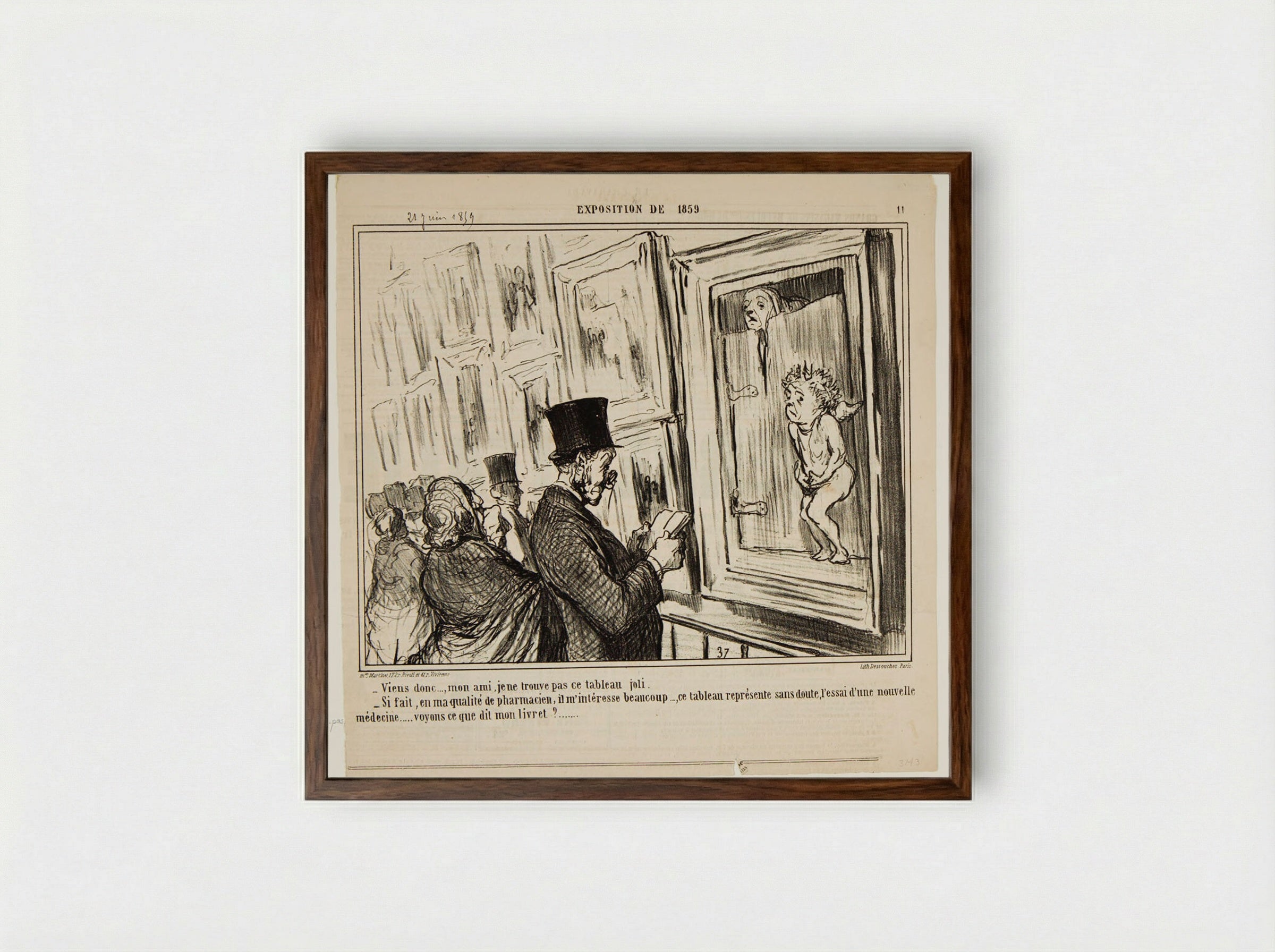 Let's go..., my friend, I do not find this painting pretty... - Honoré-Victorin Daumier - Framed Print Dark Wood
