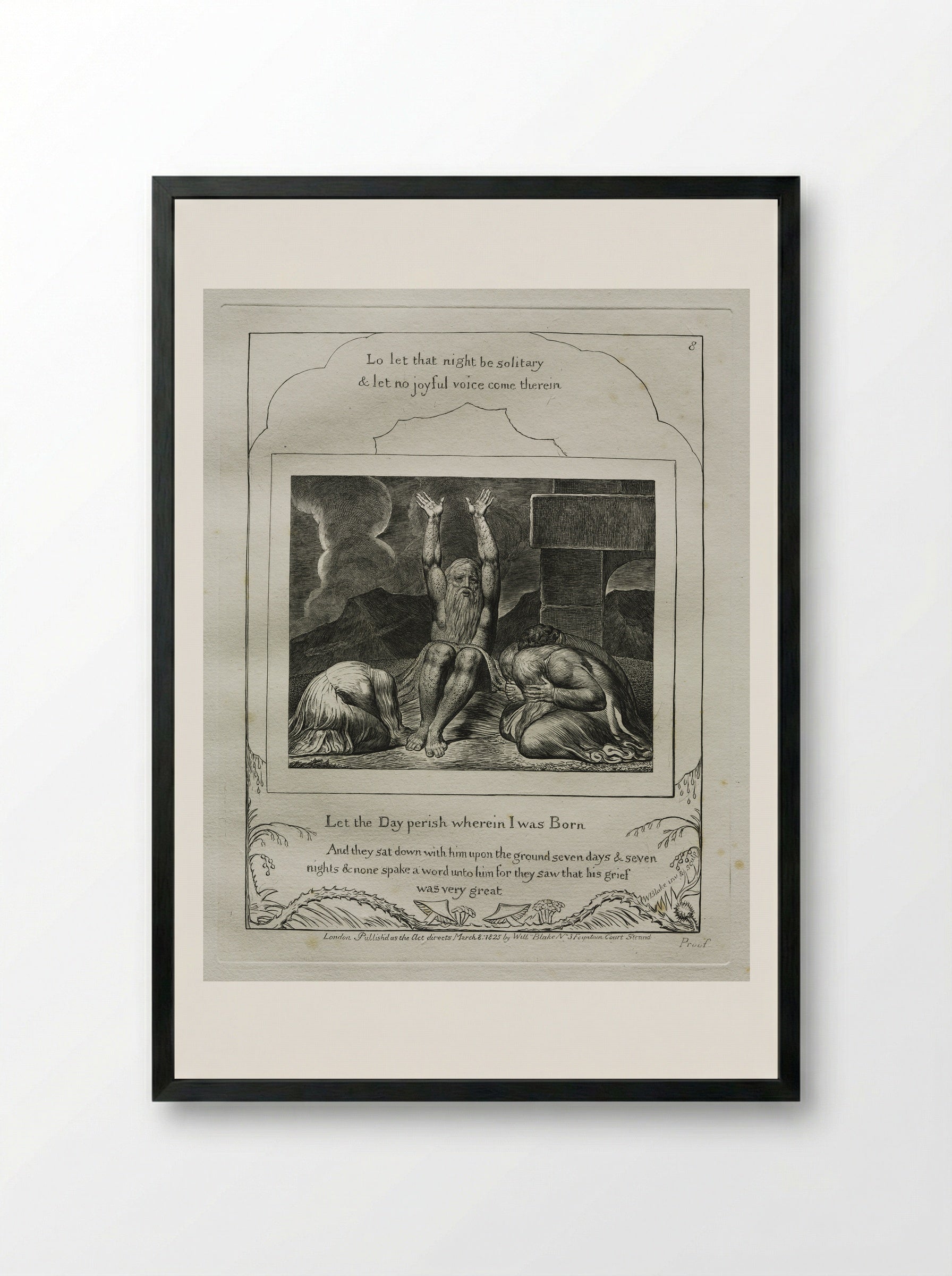 Let the Day Perish Wherein I Was Born - William Blake - Framed Print Black
