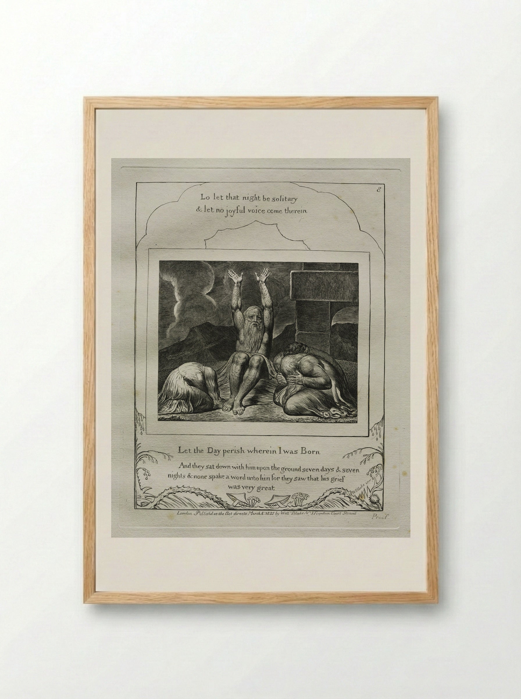 Let the Day Perish Wherein I Was Born - William Blake - Framed Print Wood