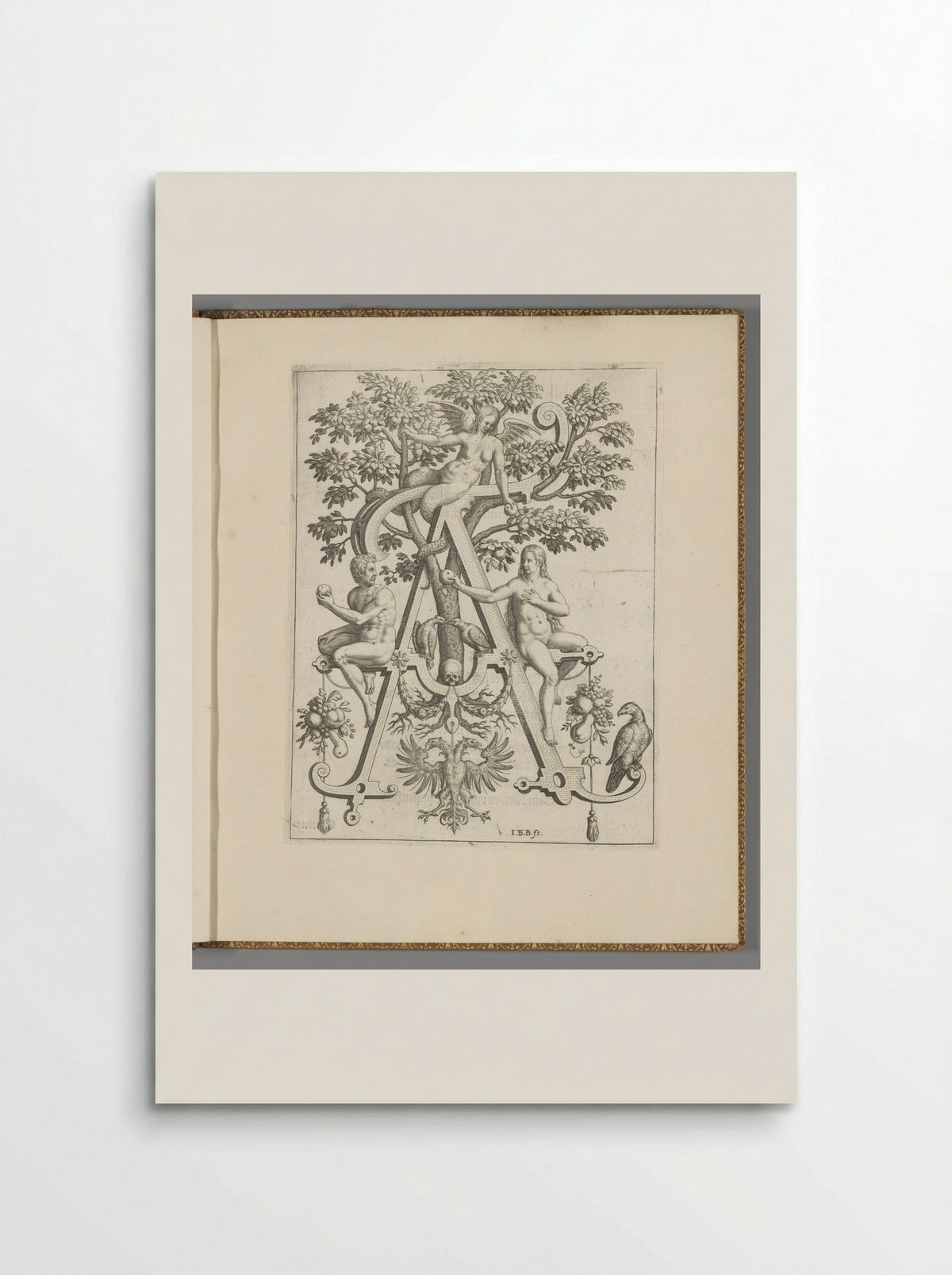 Letter A with Adam and Eve - Johann Israel de Bry - Poster