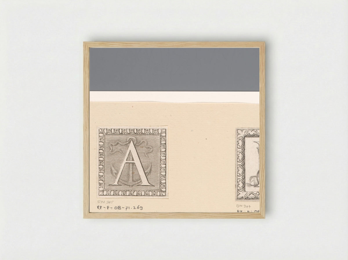 Letter A with Anchor - Claude Mellan - Framed Print Wood