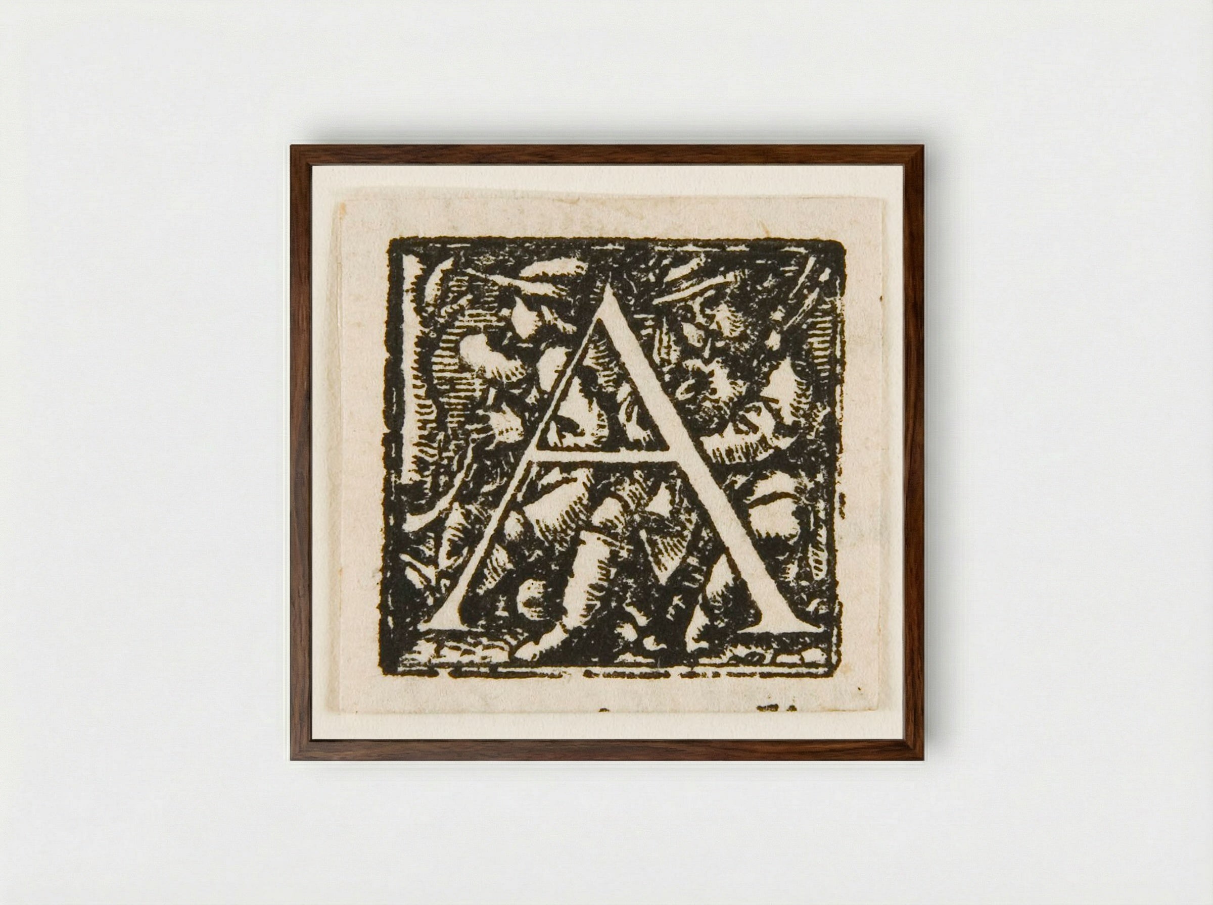 Letter A: Alpenstock and Bagpipe Players - Hans Holbein the Younger - Framed Print Dark Wood