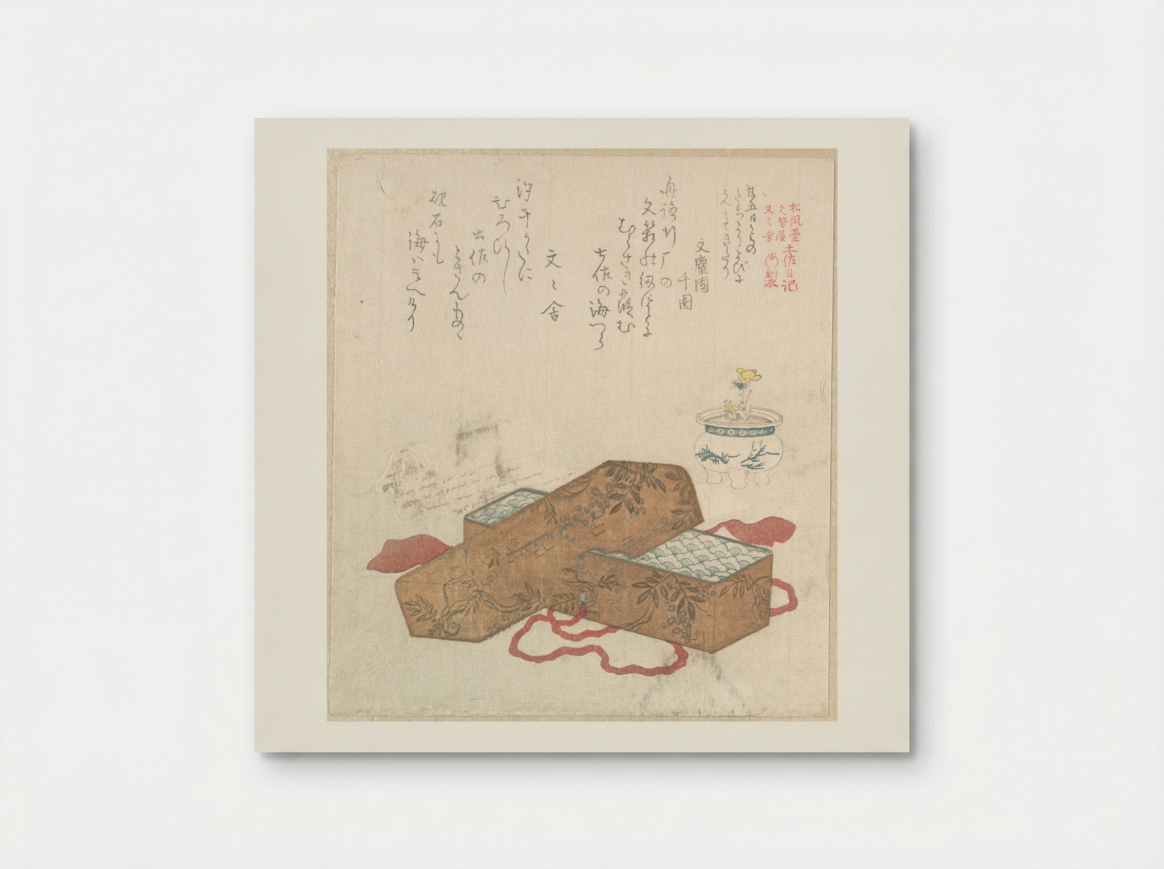 Letter-Box with Letter and Potted Flower - Kubo Shunman - Poster