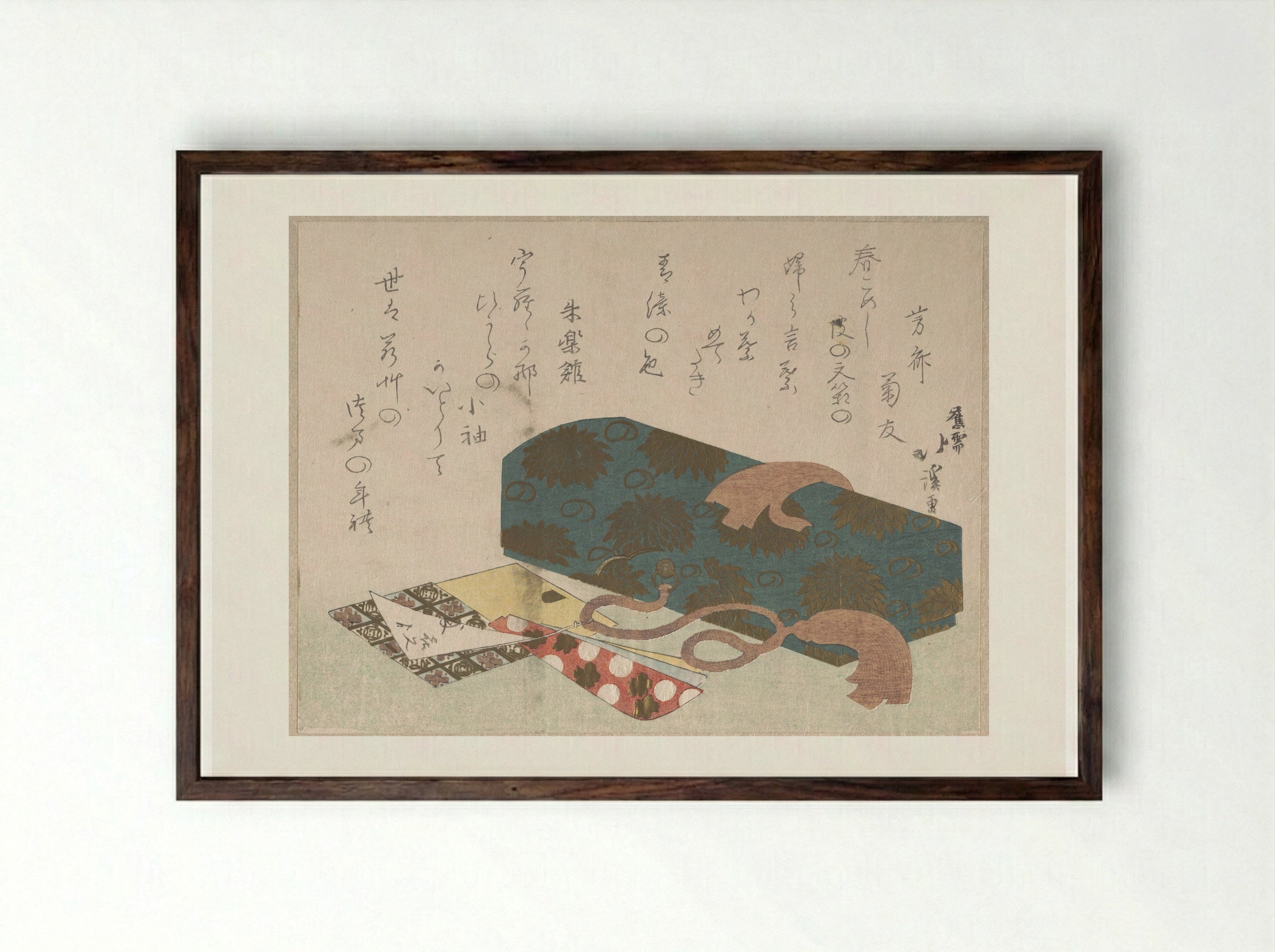 Letter-box and Toothpick Holders - Totoya Hokkei - Framed Print Dark Wood