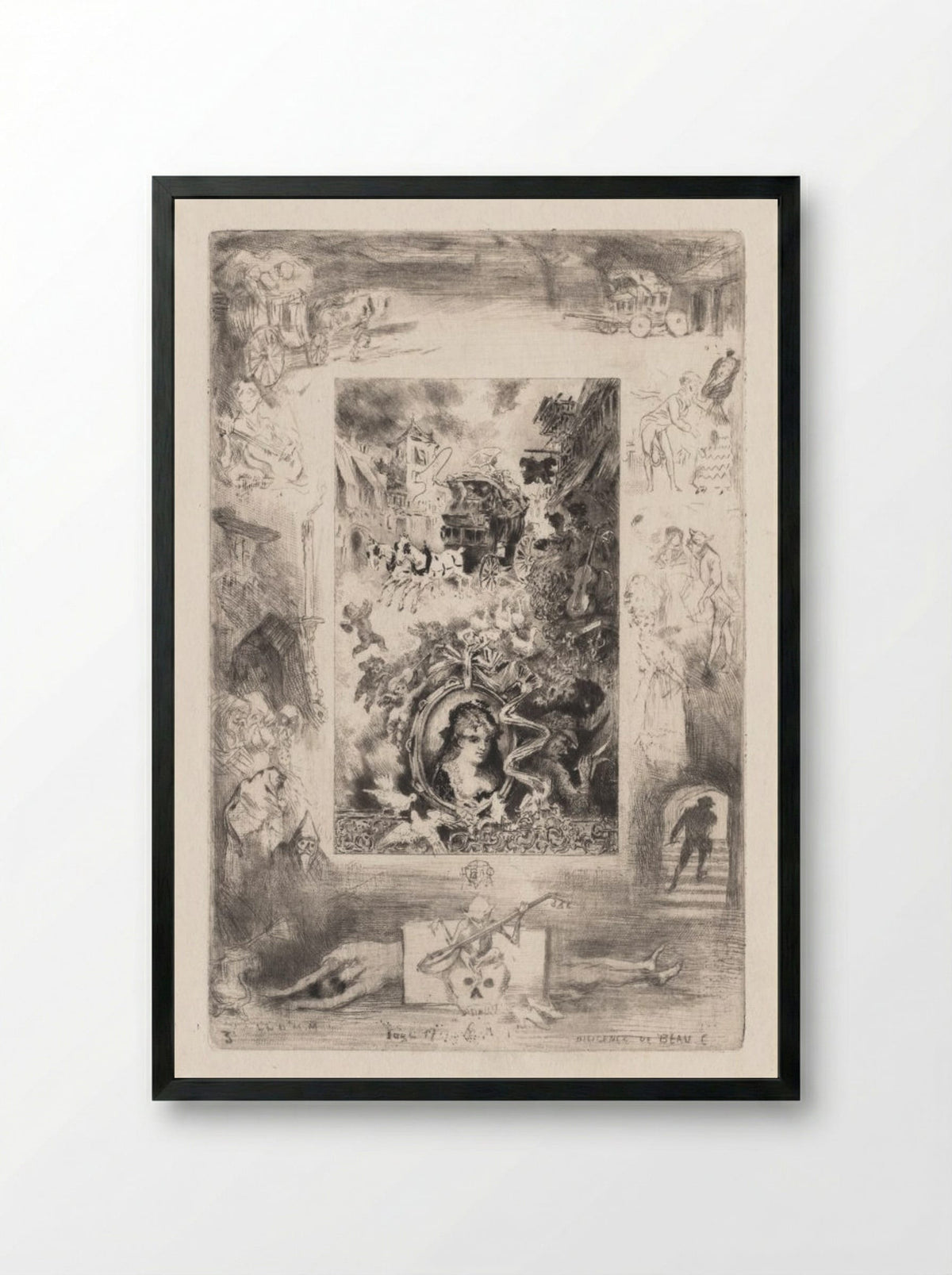 Letters from My Windmill: The Diligence of Beaucaire - Félix Hilaire Buhot - Framed Print Black