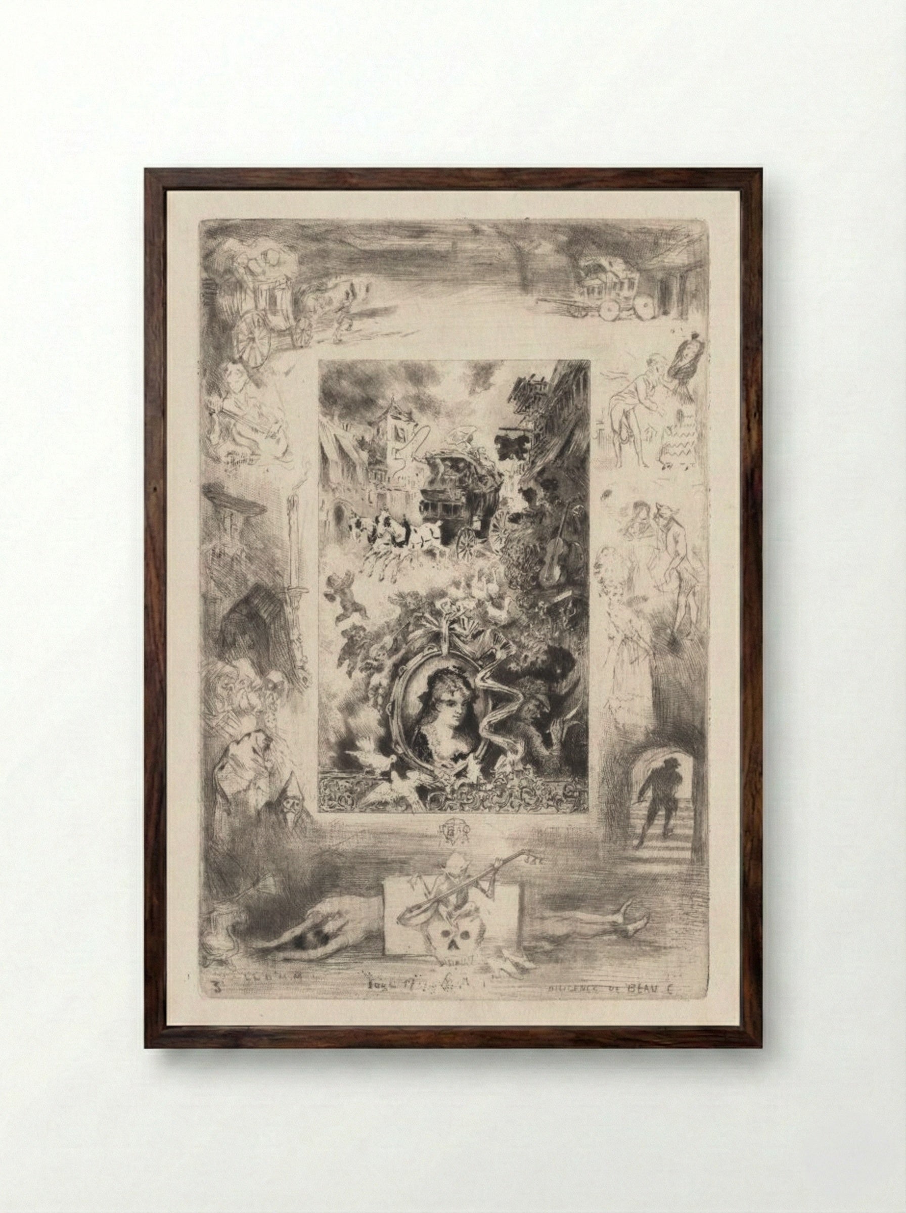 Letters from My Windmill: The Diligence of Beaucaire - Félix Hilaire Buhot - Framed Print Dark Wood