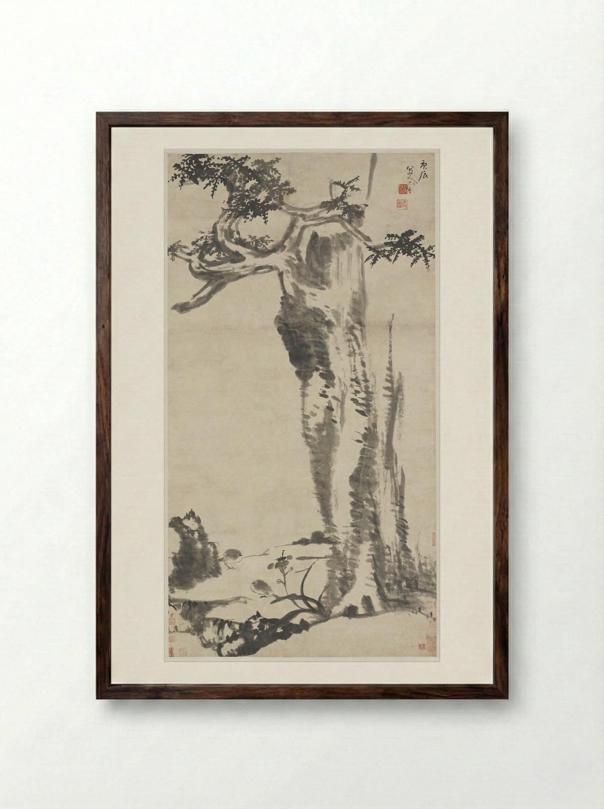 Letters to Fang Shiguan - Bada Shanren (Zhu Da) - Framed Print Dark Wood