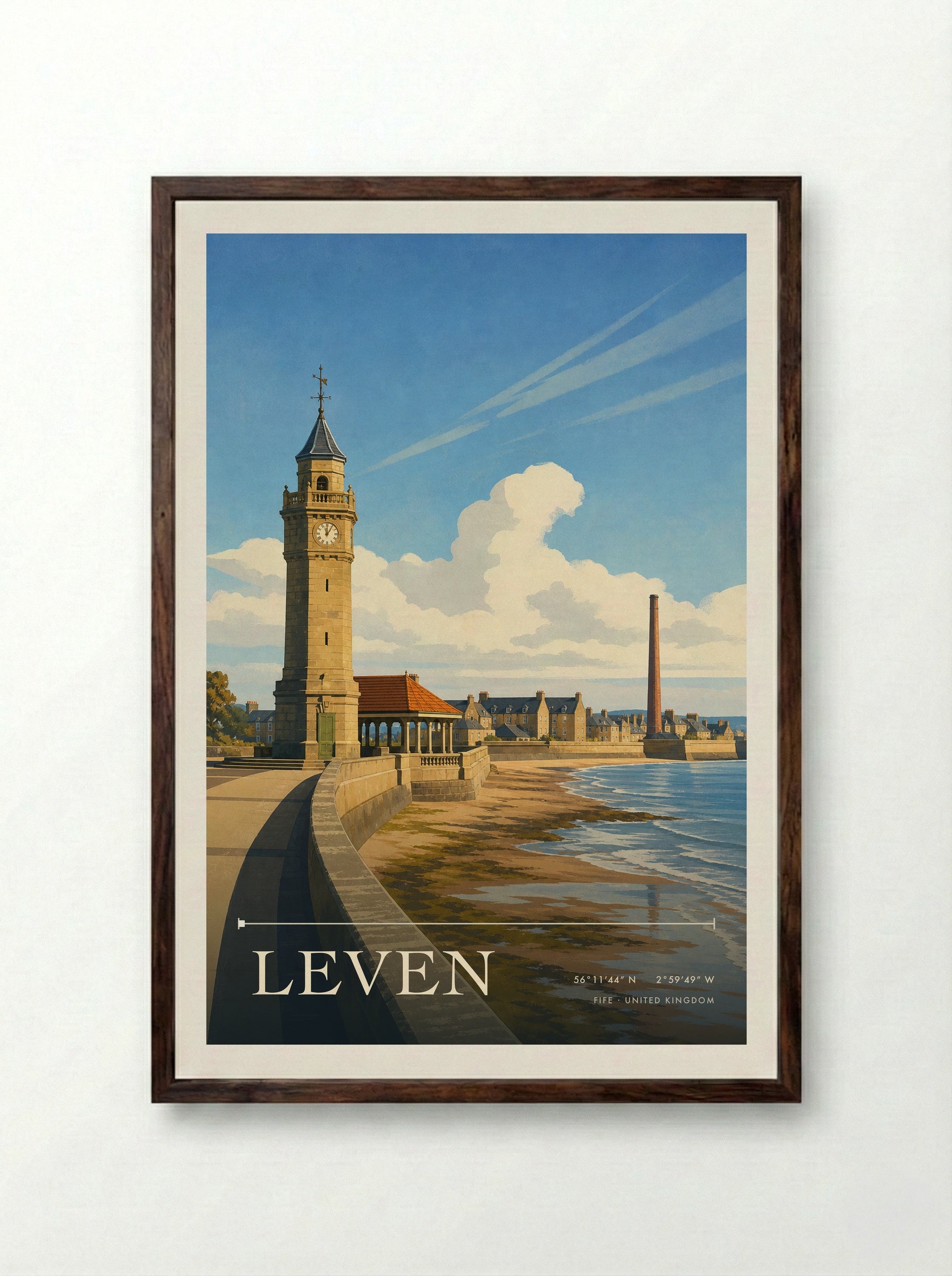 Leven Fife United Kingdom Travel Poster - Framed Print Dark Wood