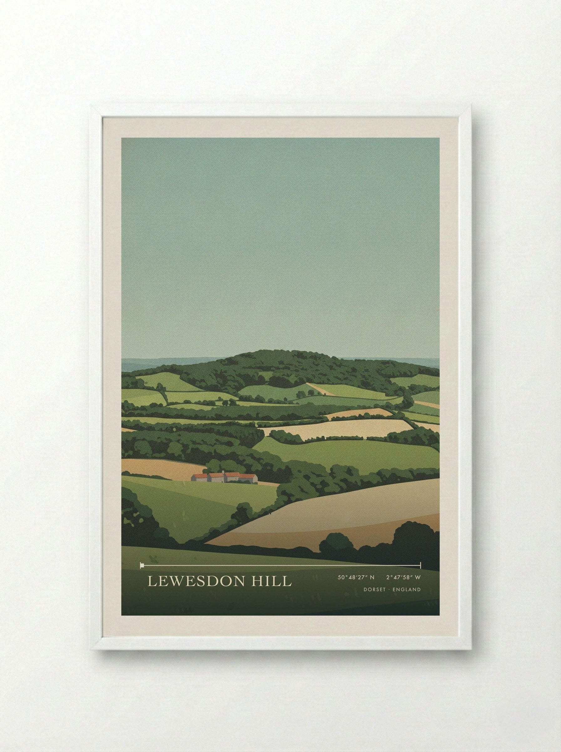 Lewesdon Hill Dorset England Travel Poster - Framed Print White