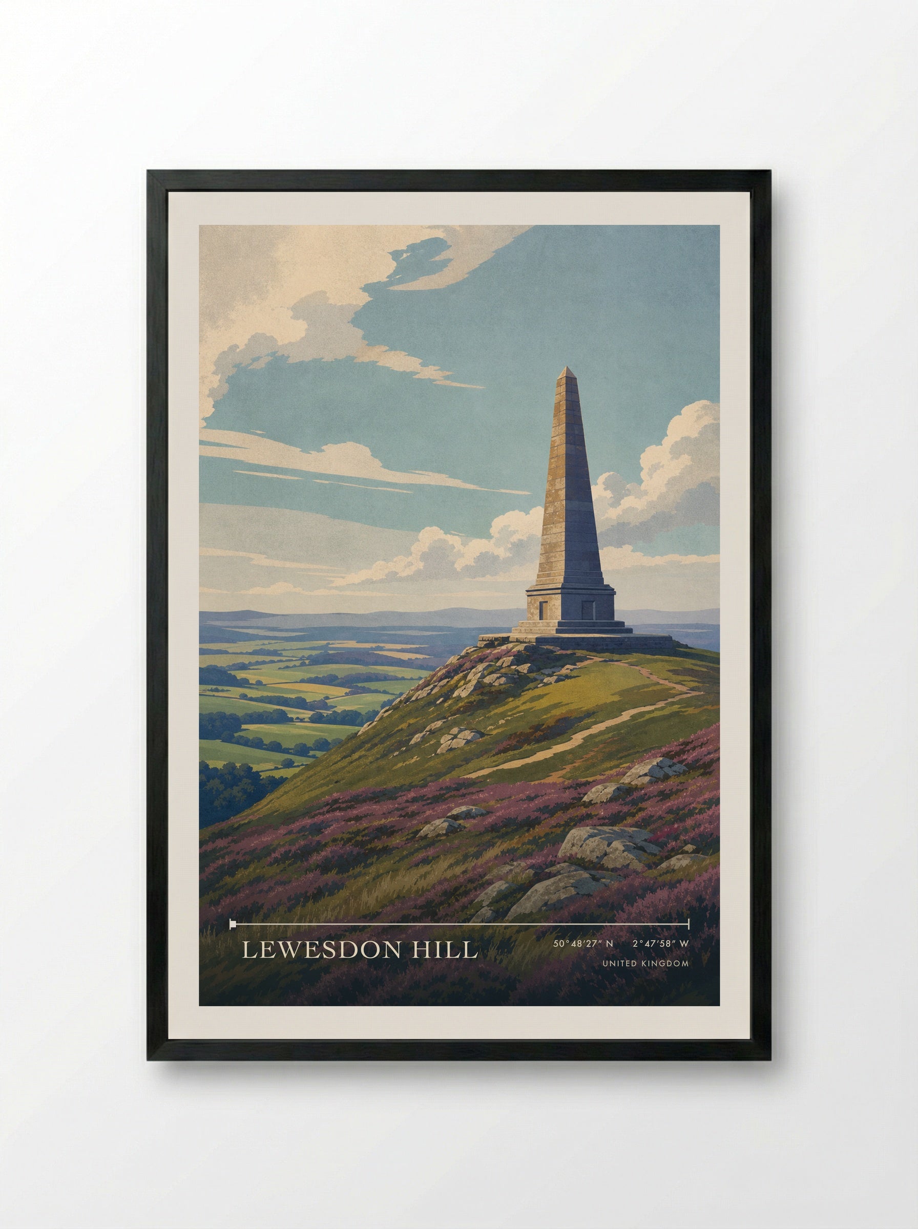 Lewesdon Hill United Kingdom Travel Poster - Framed Print Black
