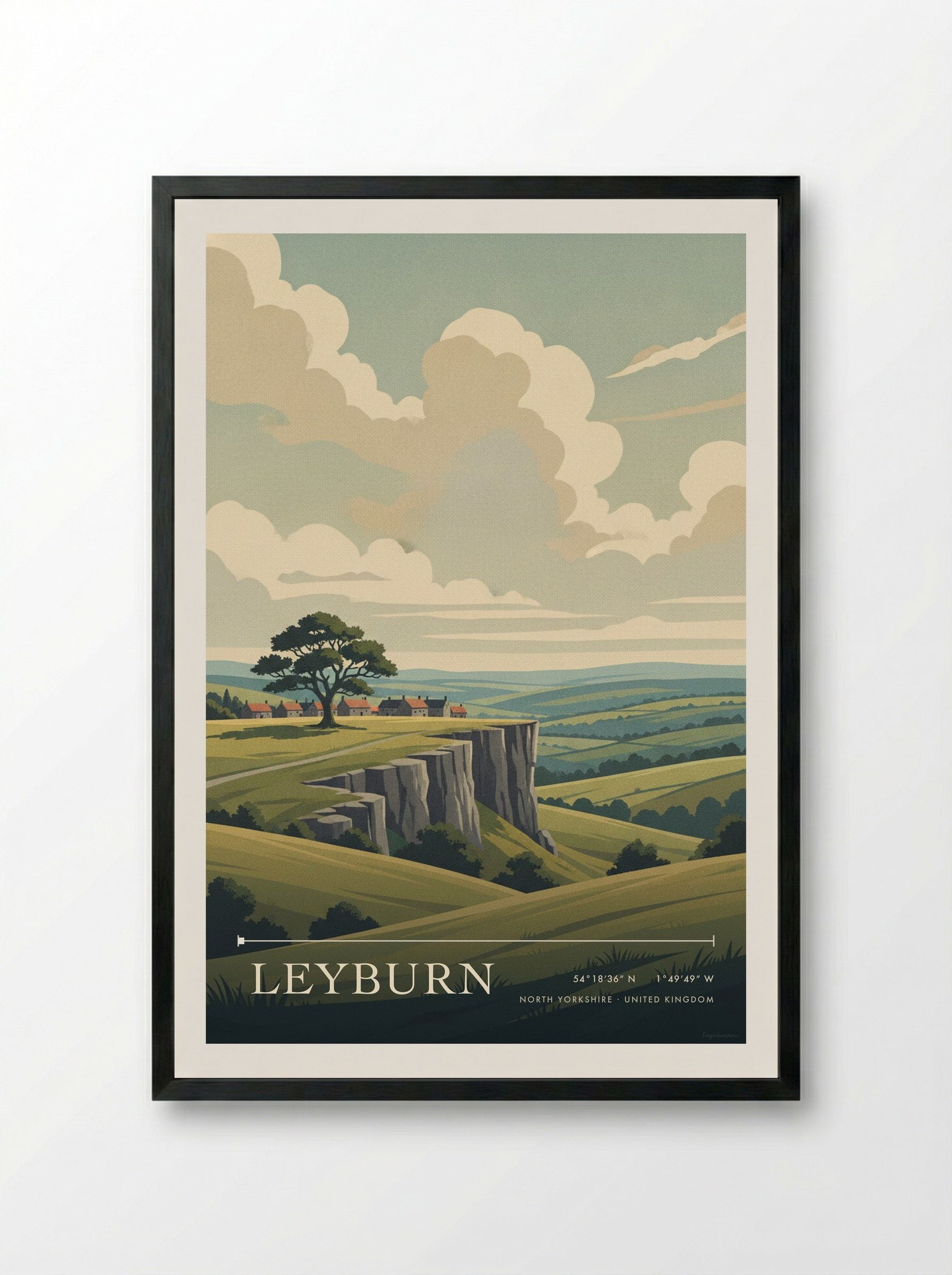Leyburn North Yorkshire United Kingdom Travel Poster - Framed Print Black