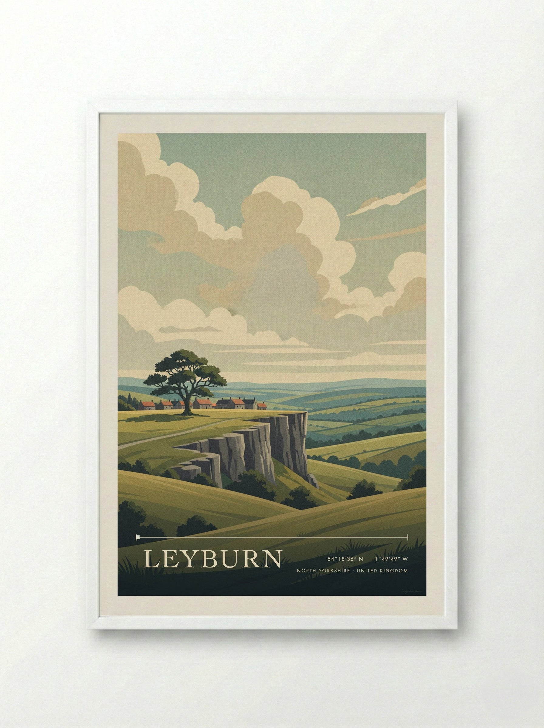 Leyburn North Yorkshire United Kingdom Travel Poster - Framed Print White