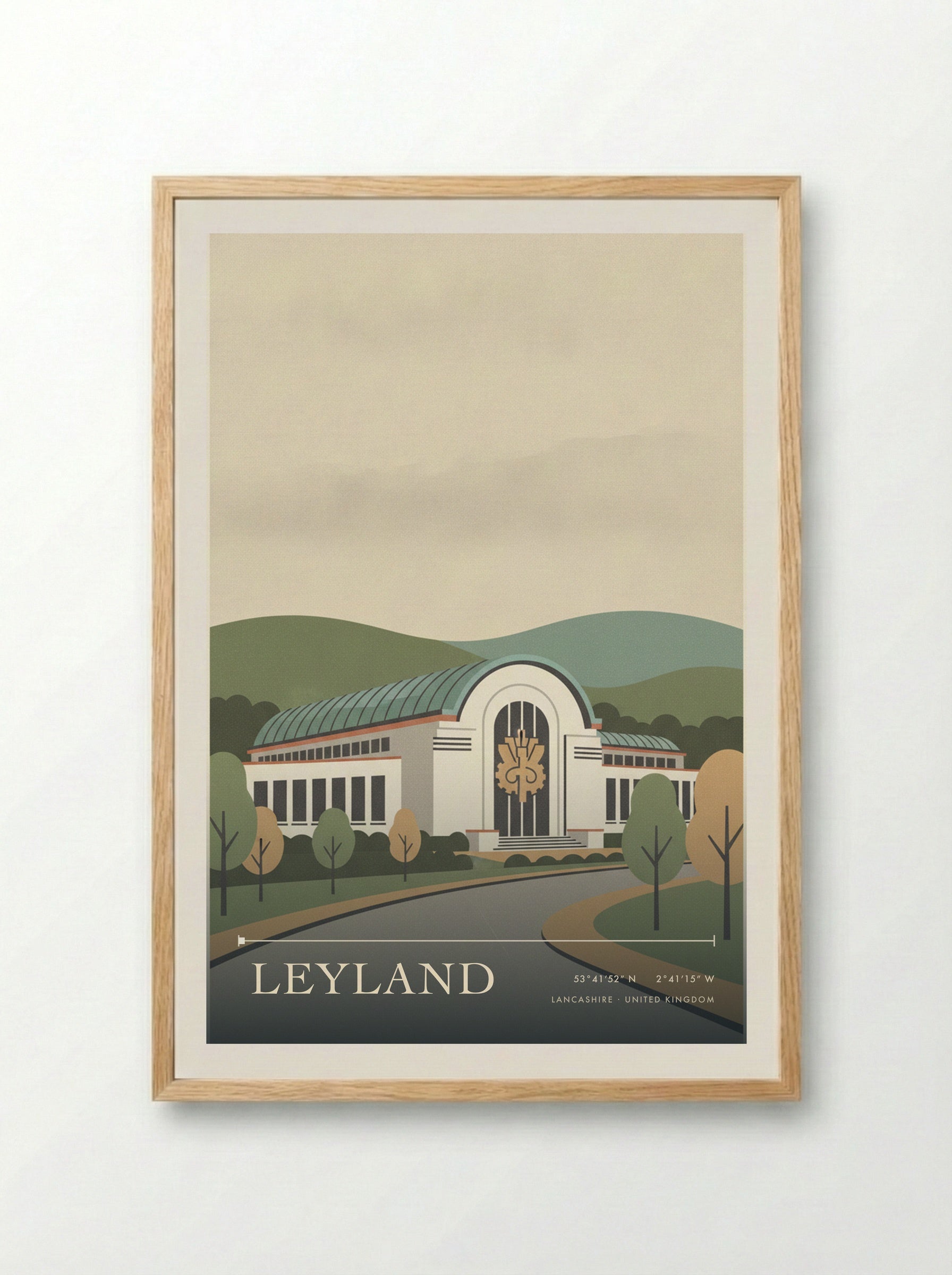 Leyland Lancashire United Kingdom Travel Poster - Framed Print Wood