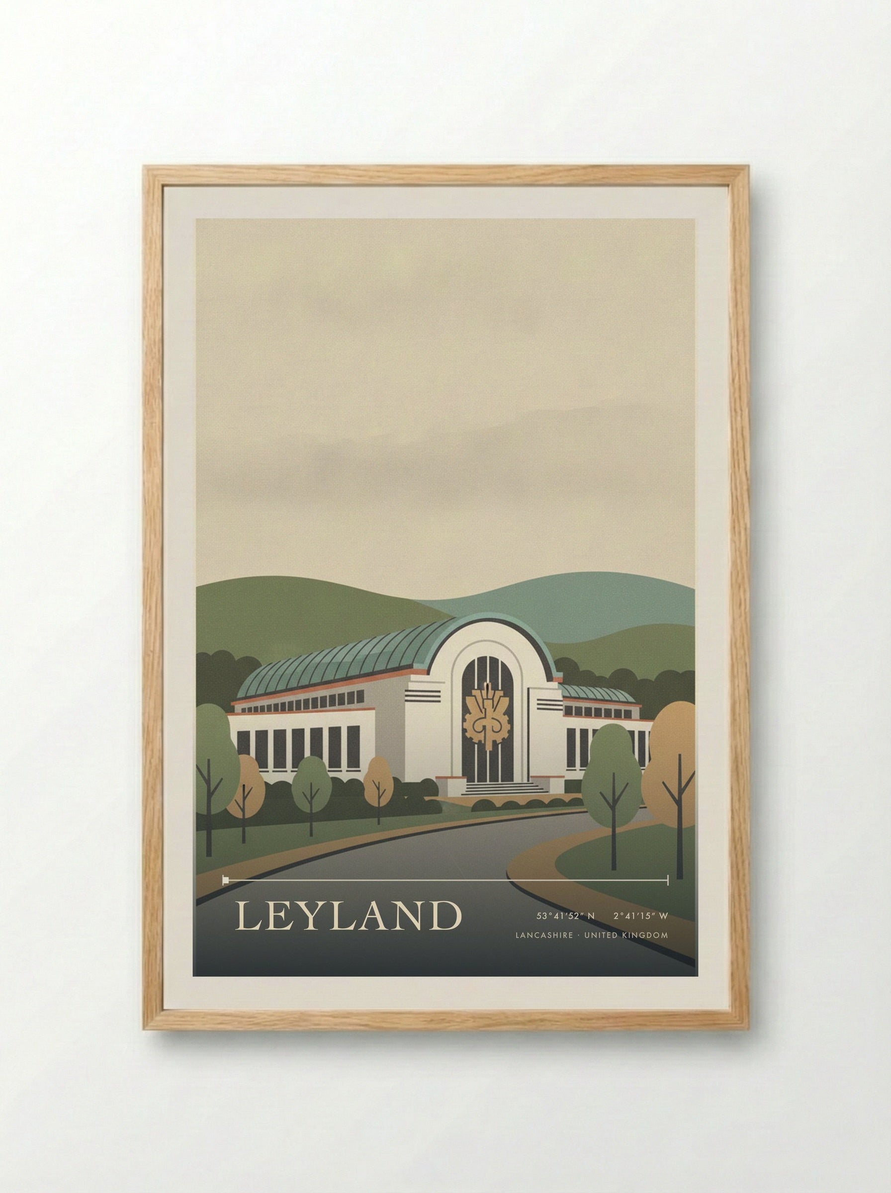 Leyland Lancashire United Kingdom Travel Poster - Framed Print Wood