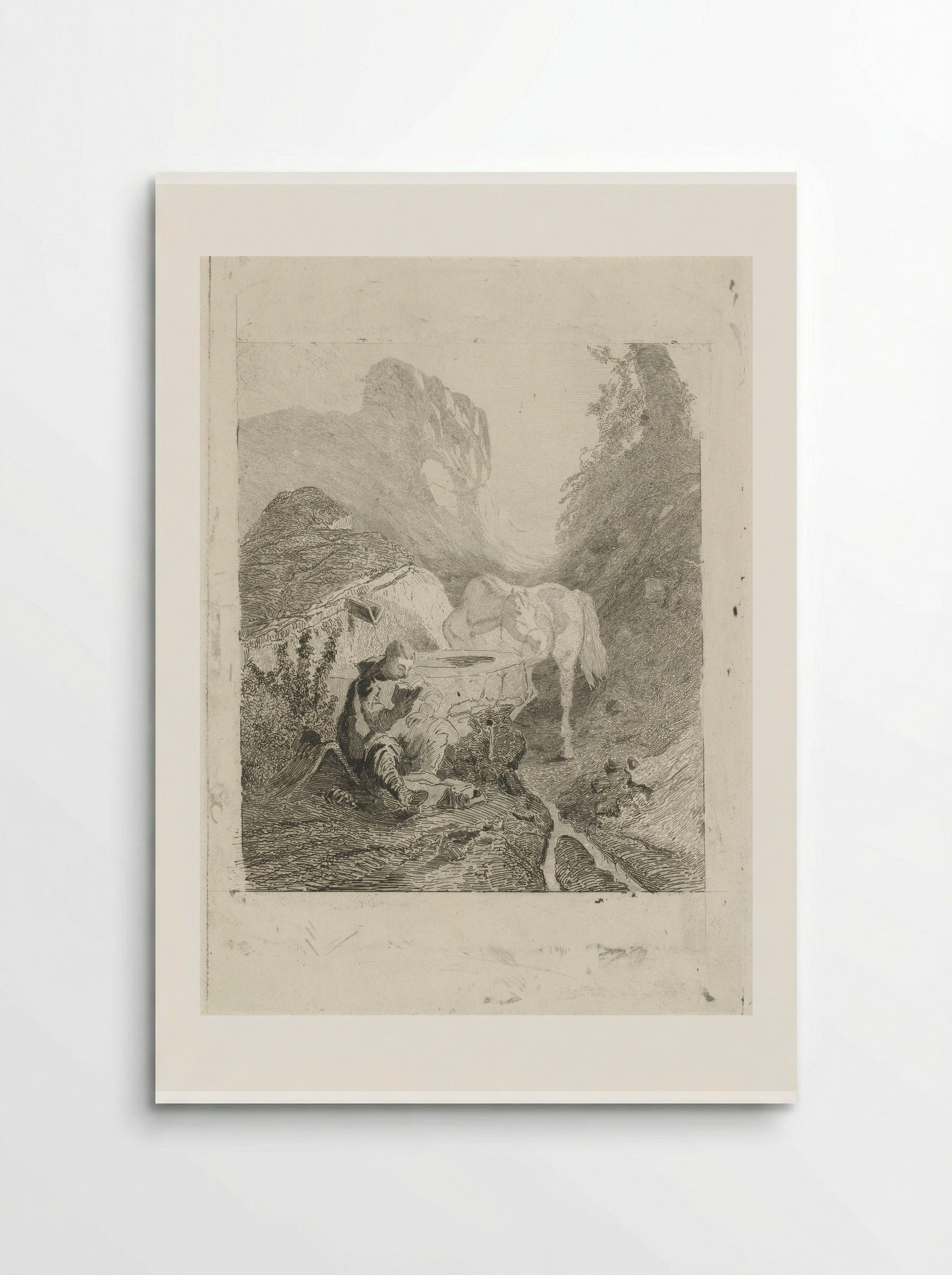 Lezende man bij een bron - Charles Rochussen - Poster