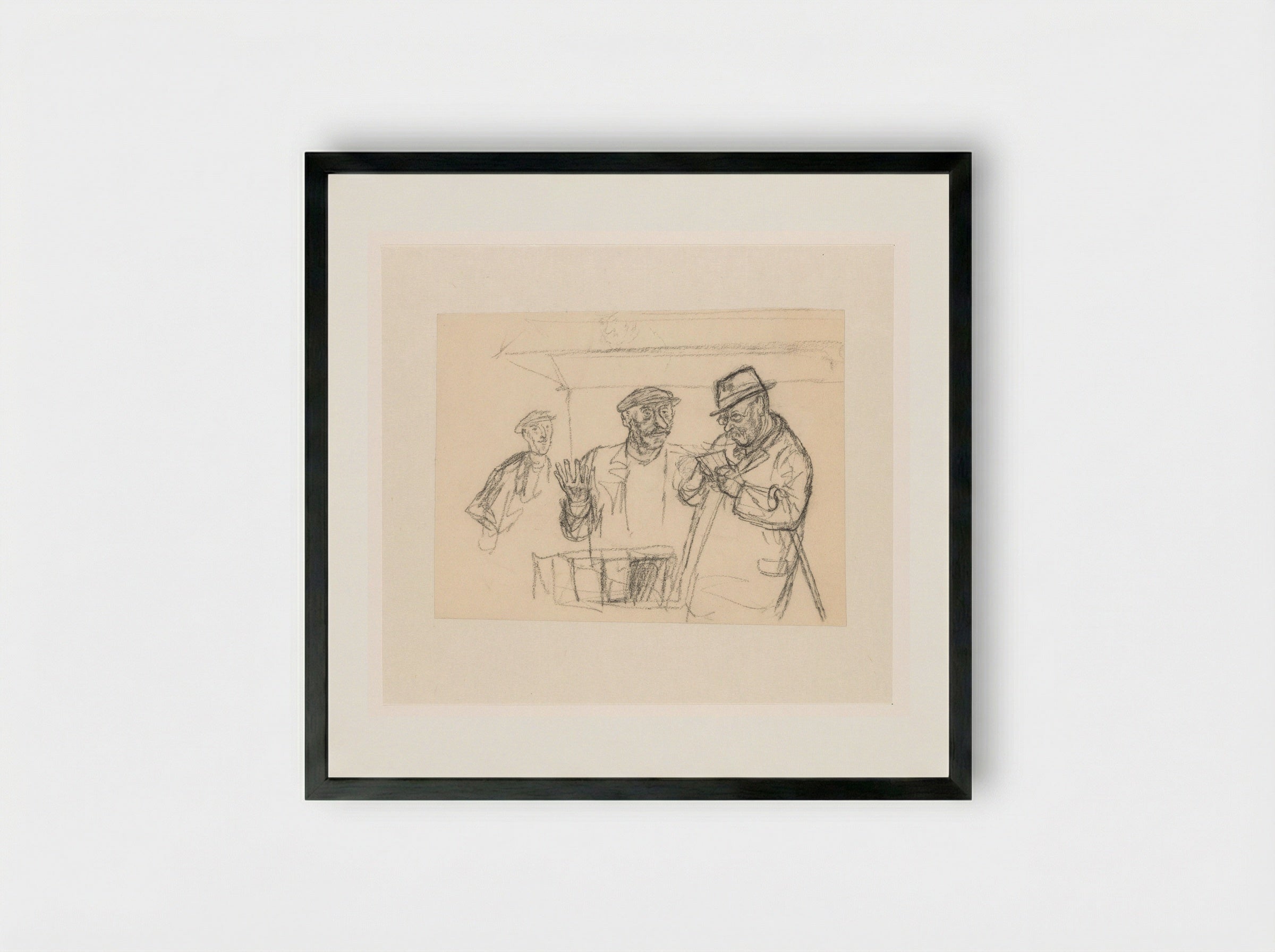 Lezende man en boekverkoper bij een boekenstal - Henk Henriët - Framed Print Black