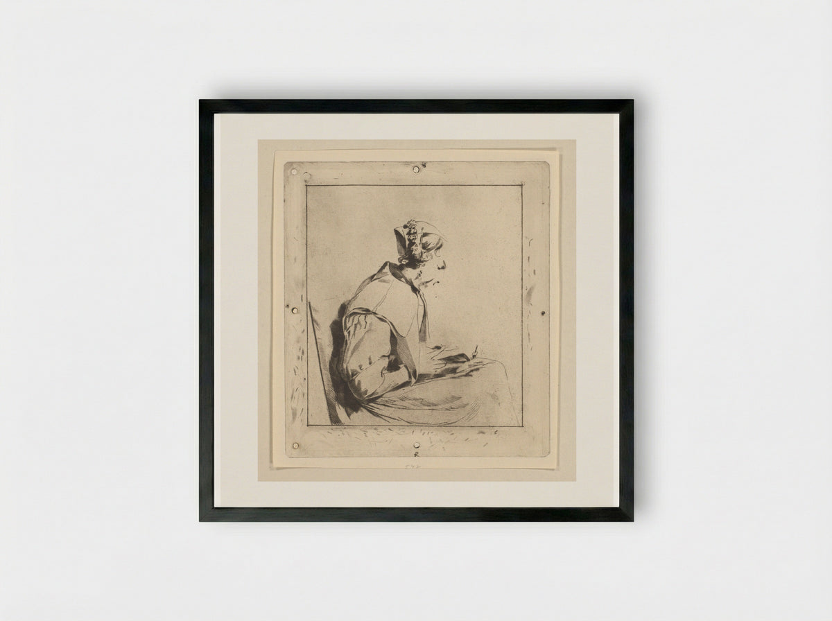 Lezende vrouw (Reading Woman) - Cornelis Ploos van Amstel - Framed Print Black