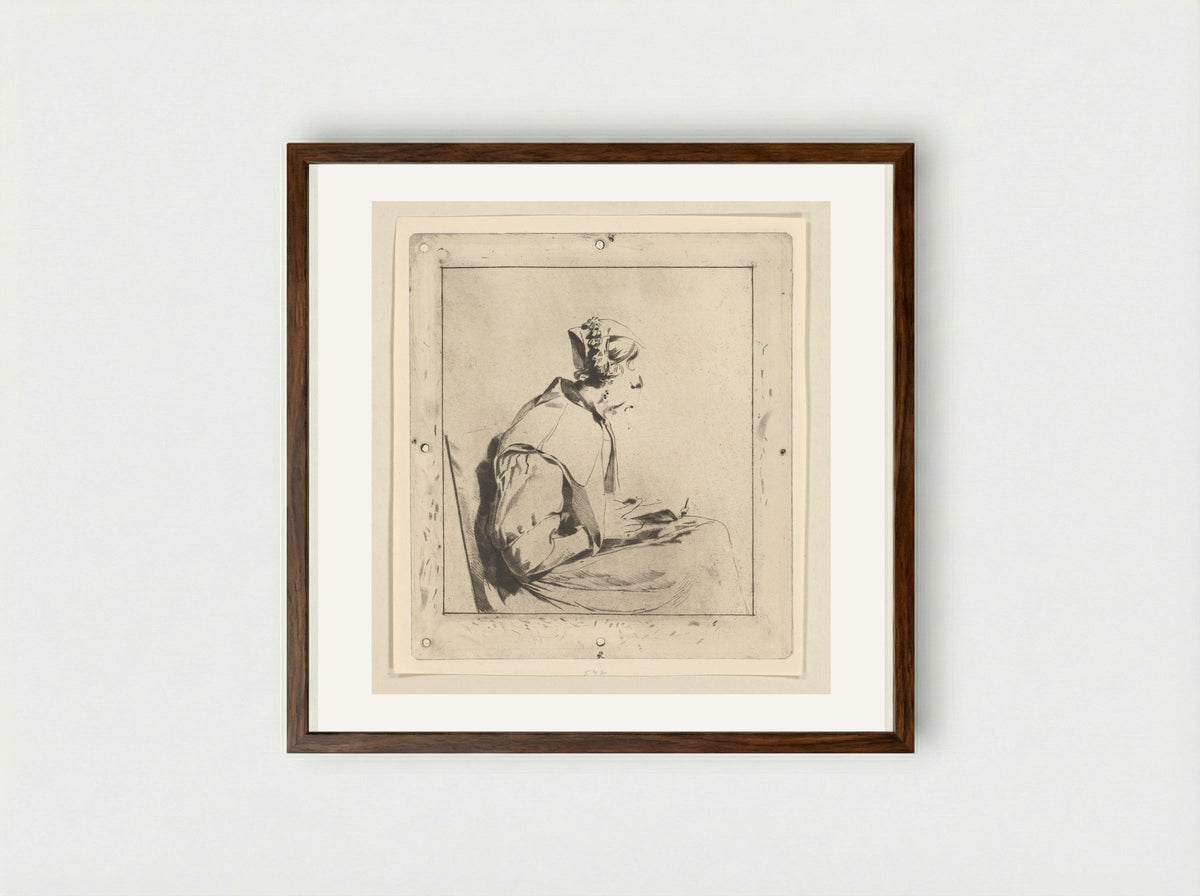 Lezende vrouw (Reading Woman) - Cornelis Ploos van Amstel - Framed Print Dark Wood