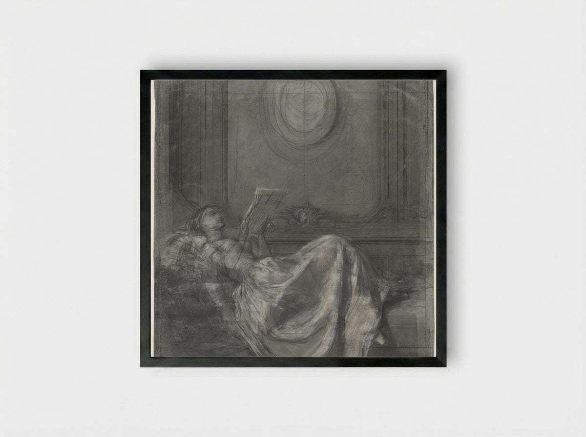 Lezende vrouw (Woman Reading) - Pierre-Paul Prud'hon - Framed Print Black