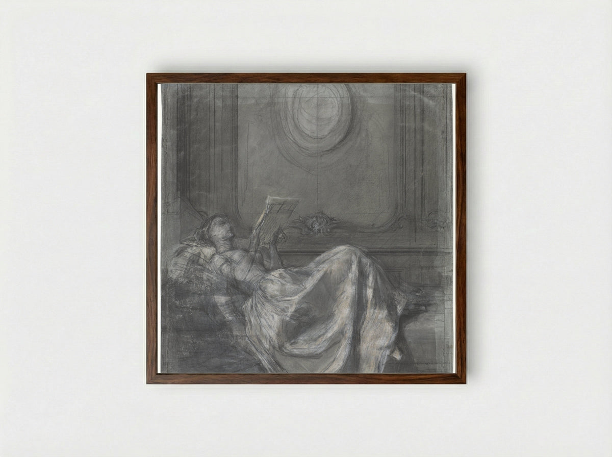 Lezende vrouw (Woman Reading) - Pierre-Paul Prud'hon - Framed Print Dark Wood