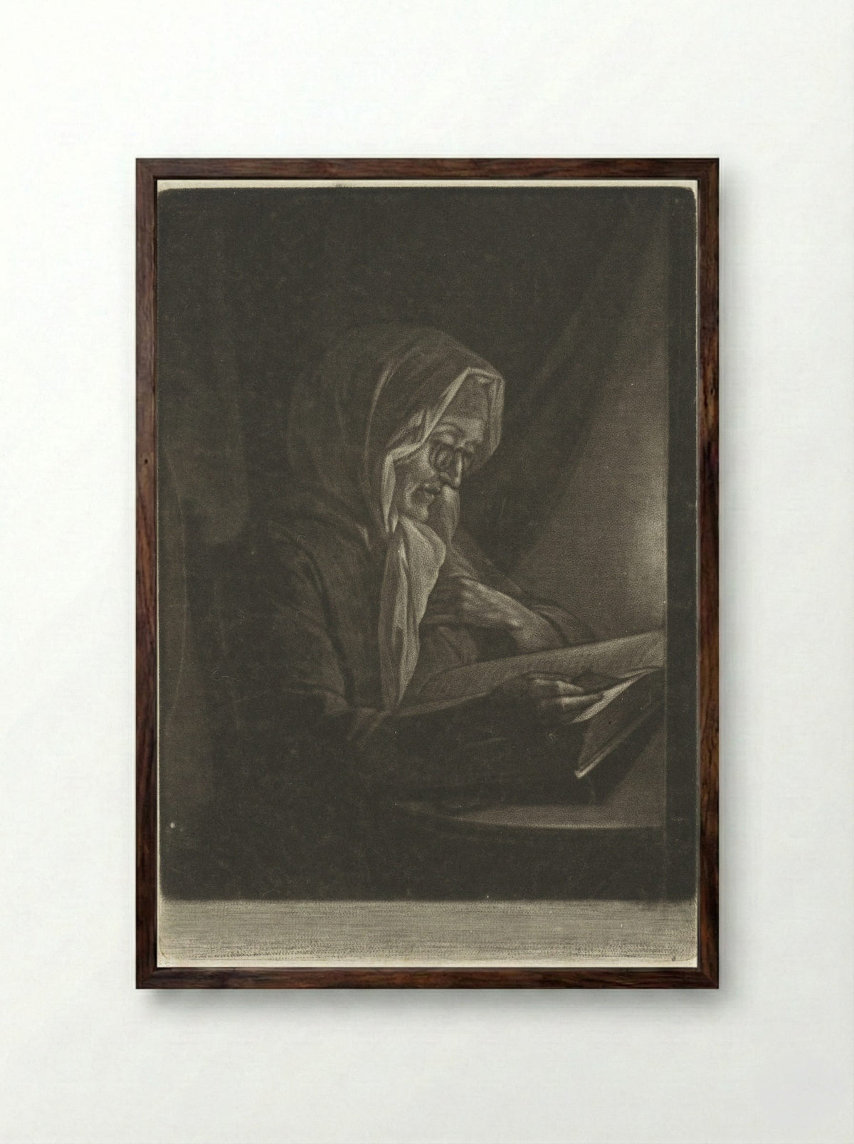Lezende vrouw - Aert Schouman - Framed Print Dark Wood