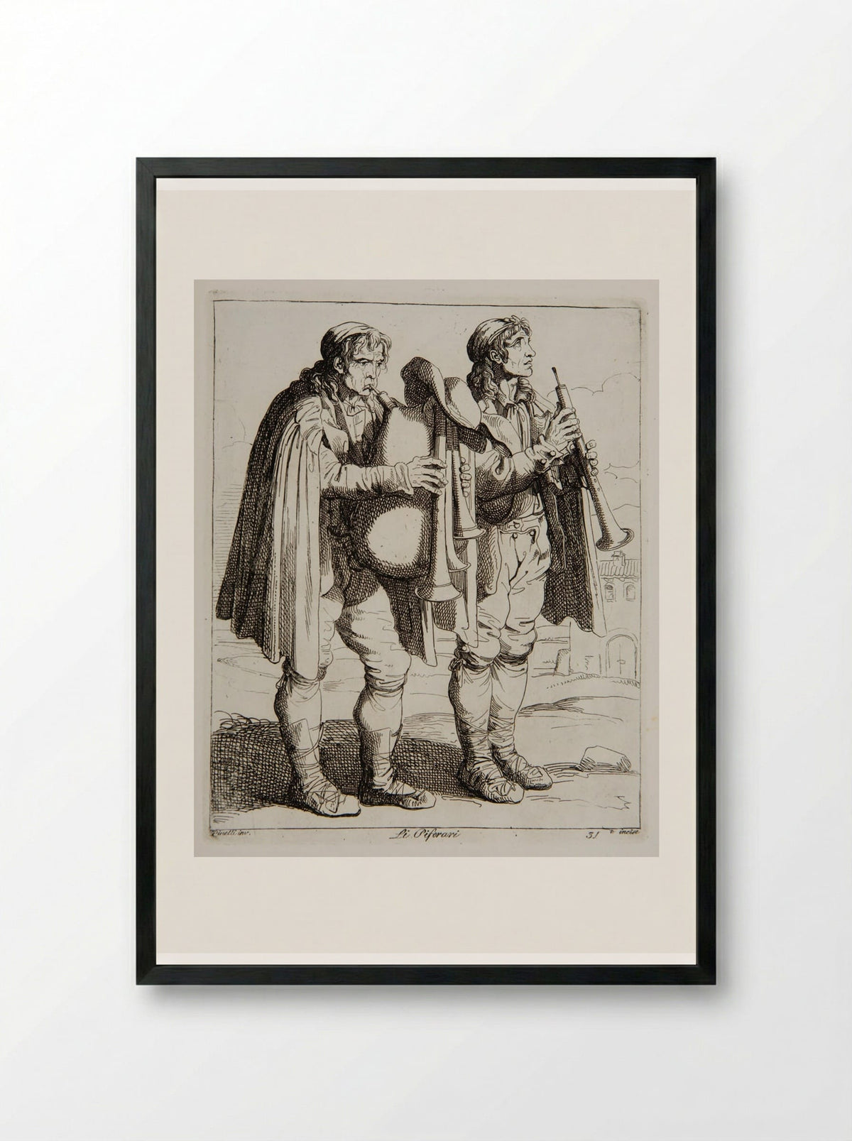 Li Piferari - Bartolomeo Pinelli - Framed Print Black