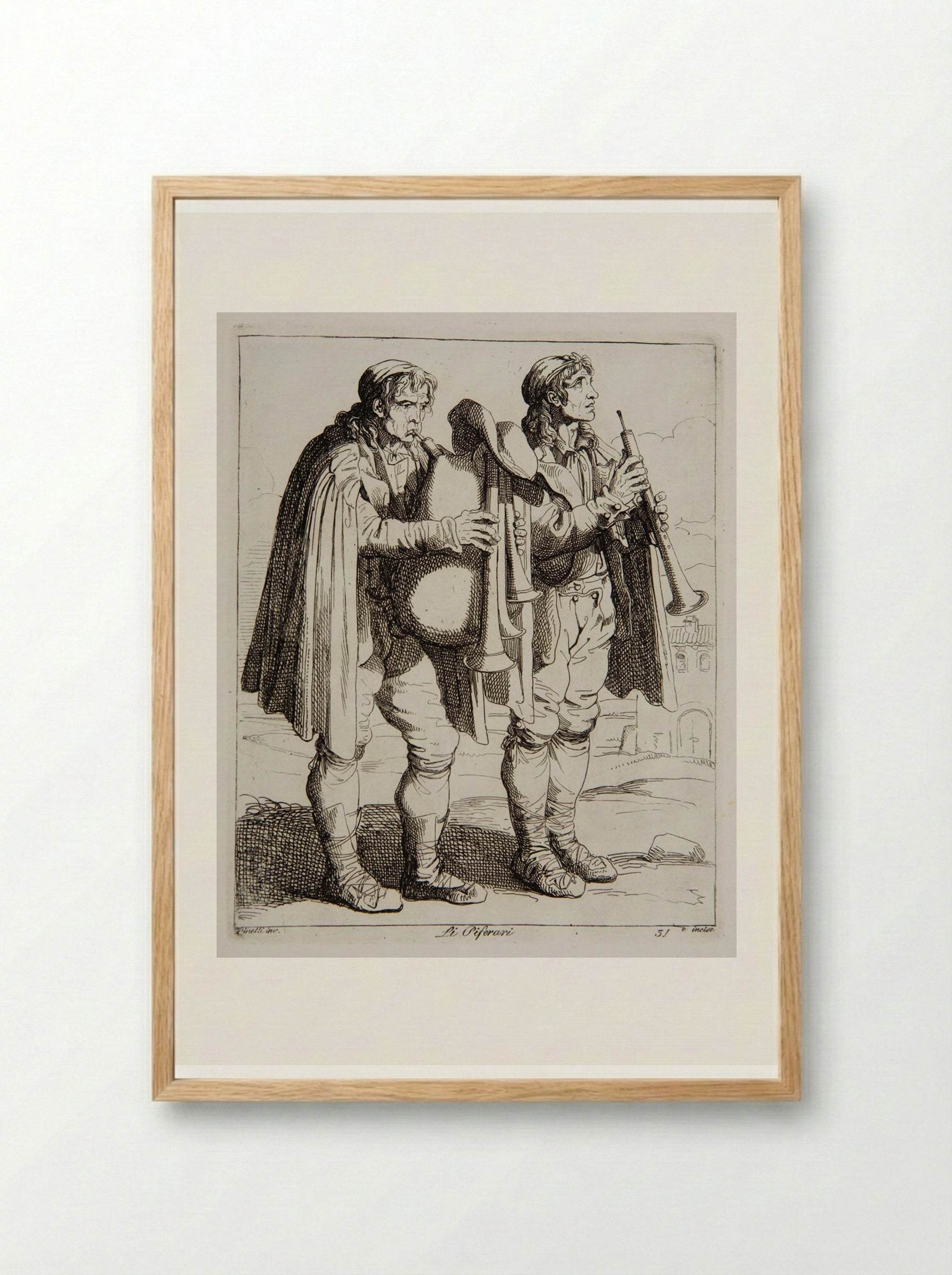 Li Piferari - Bartolomeo Pinelli - Framed Print Wood