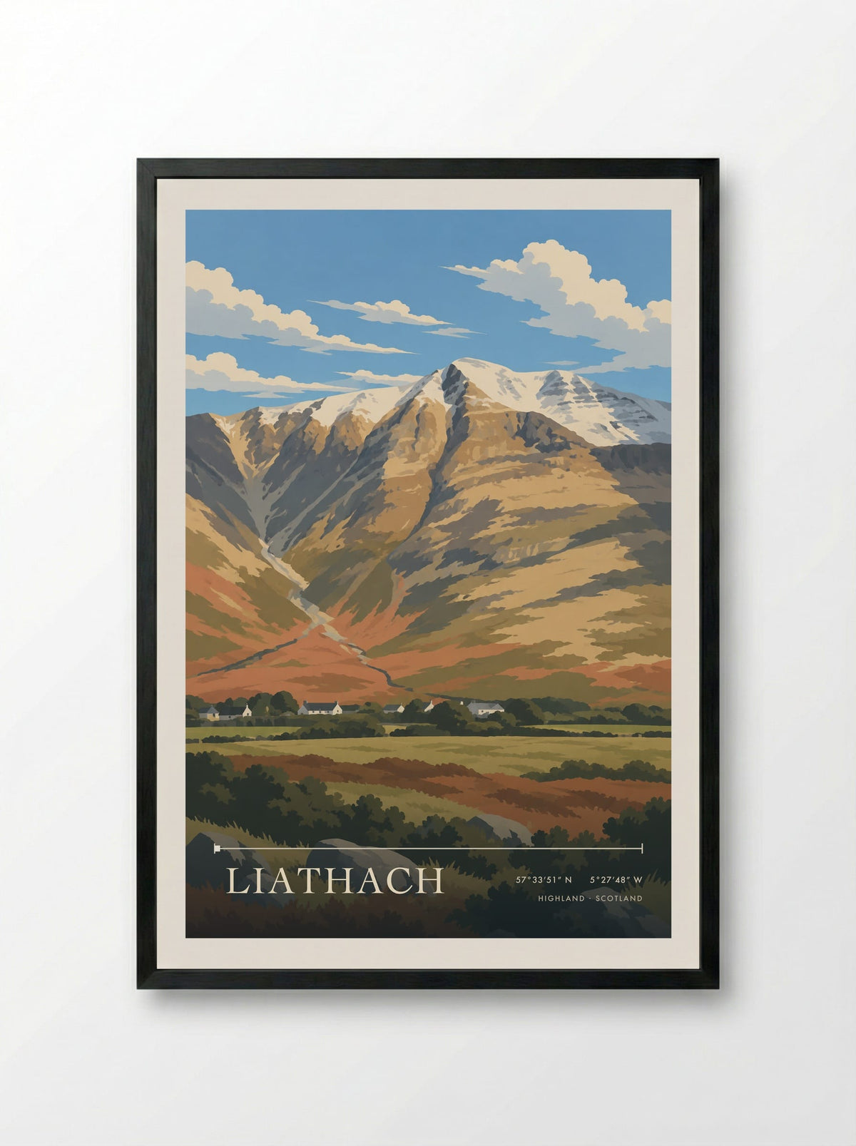 Liathach, Highland | Travel Poster - Framed Print Black
