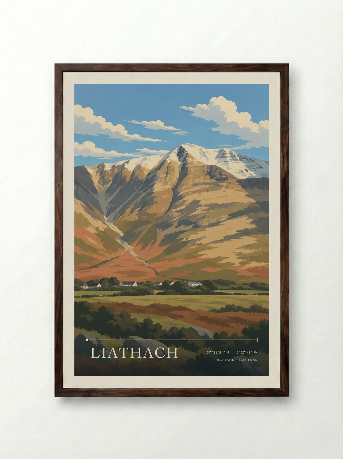 Liathach, Highland | Travel Poster - Framed Print Dark Wood