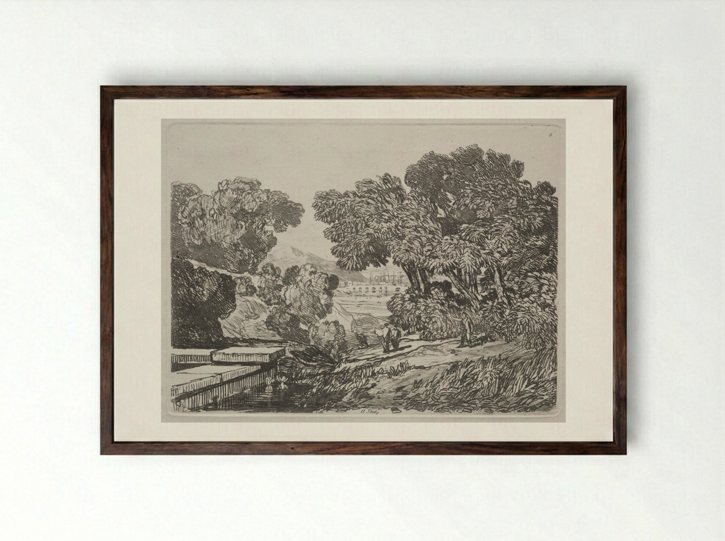 Liber Studiorum: A Study - John Sell Cotman - Framed Print Dark Wood