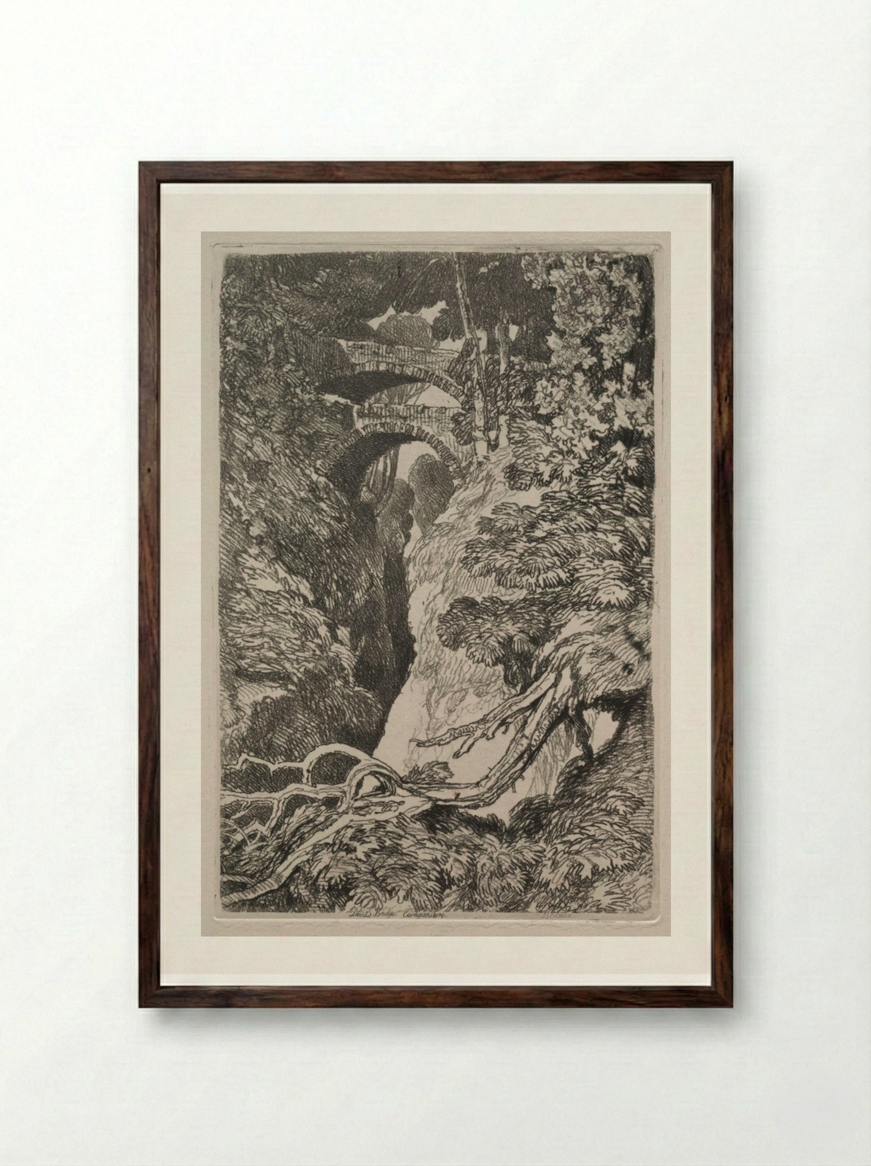 Liber Studiorum: Devil's Bridge, Cardiganshire - John Sell Cotman - Framed Print Dark Wood