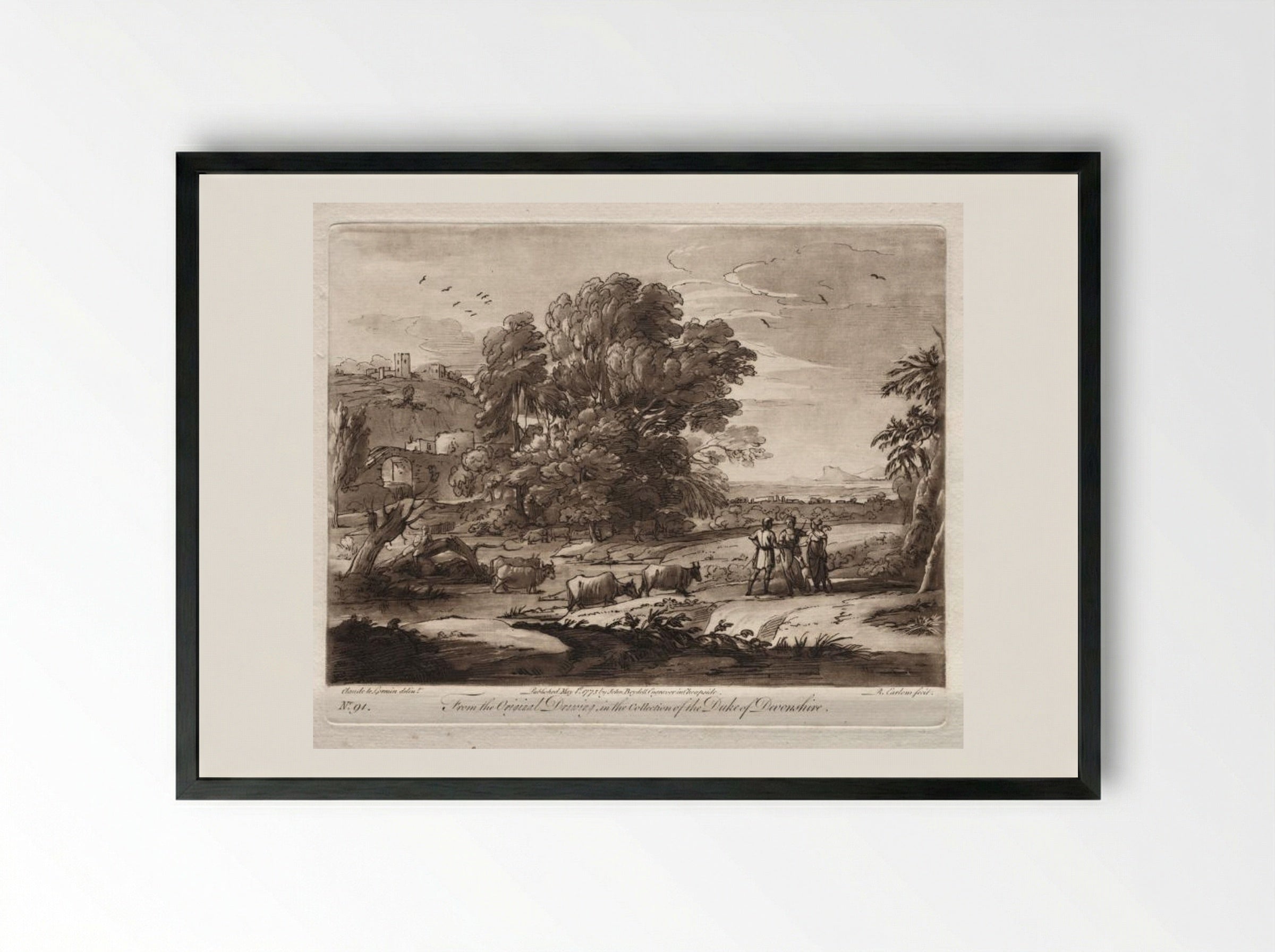 Liber Veritatis, Plate 91 - Richard Earlom - Framed Print Black