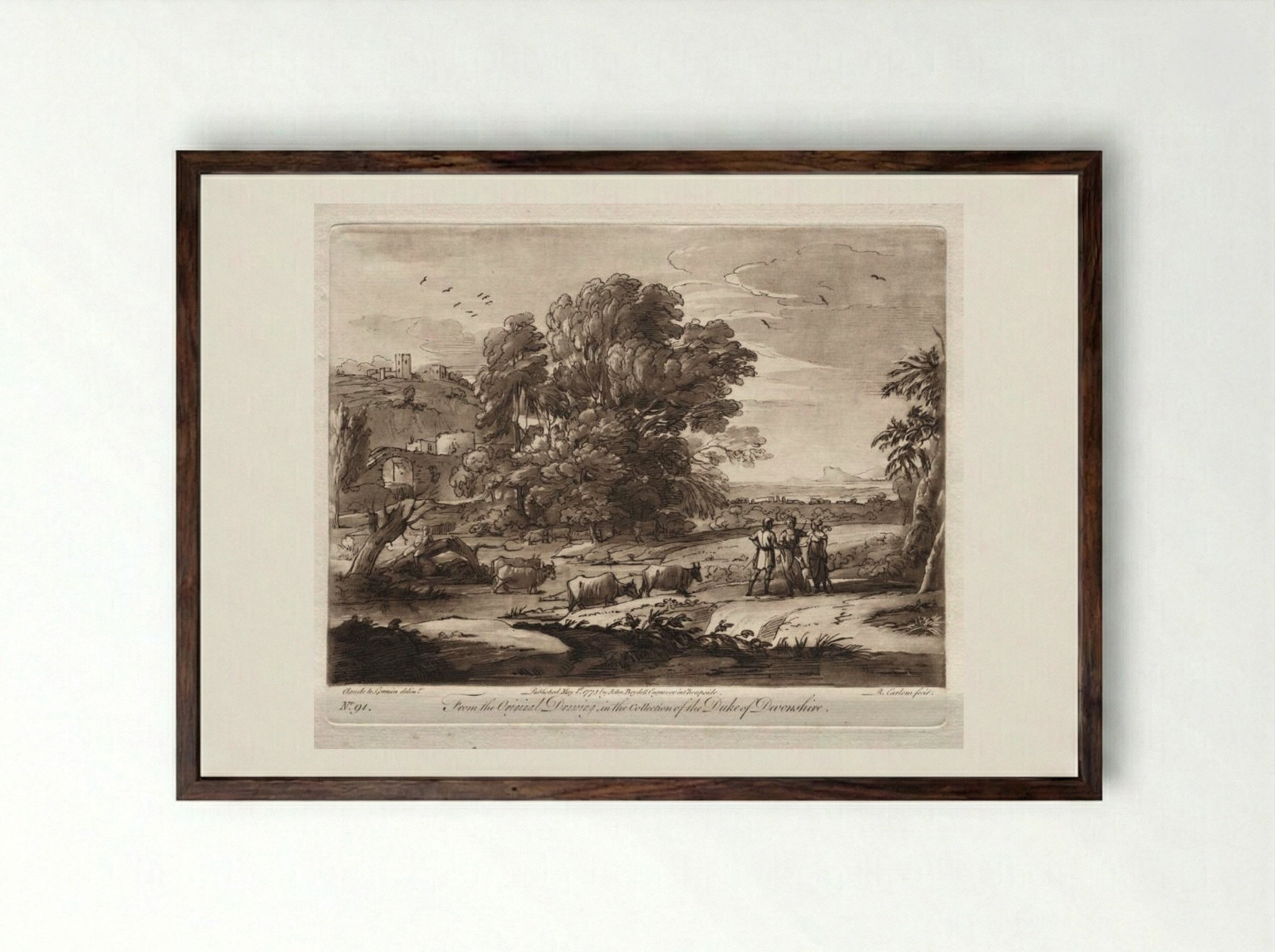Liber Veritatis, Plate 91 - Richard Earlom - Framed Print Dark Wood