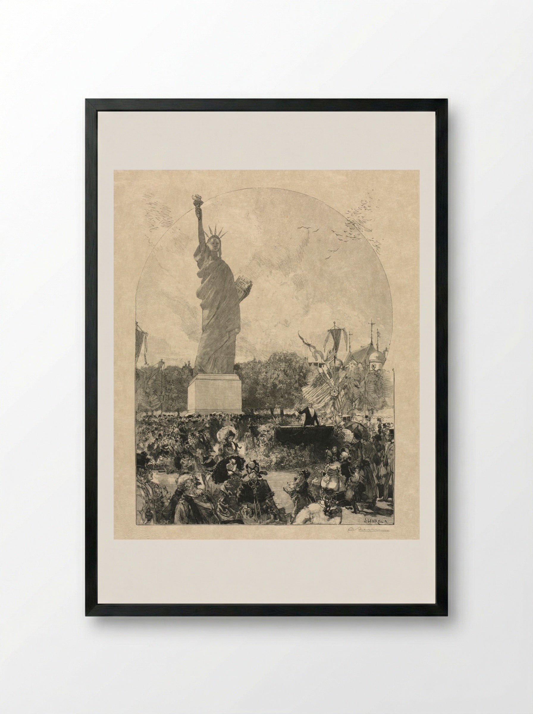 Liberty Enlightening the World, Offered to the City of Paris by the Americans - Auguste Louis Lepère - Framed Print Black
