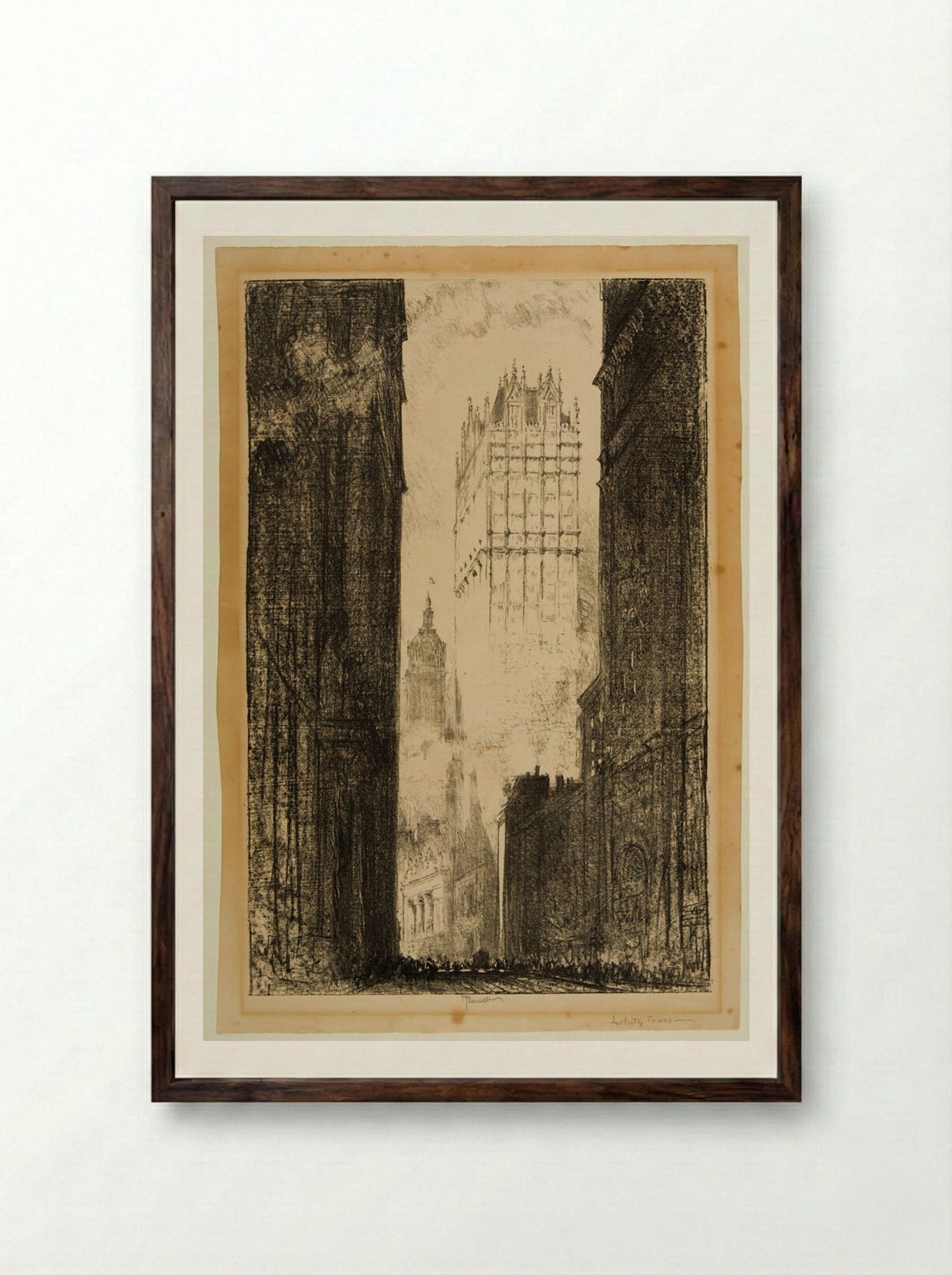 Liberty Tower - Joseph Pennell - Framed Print Dark Wood