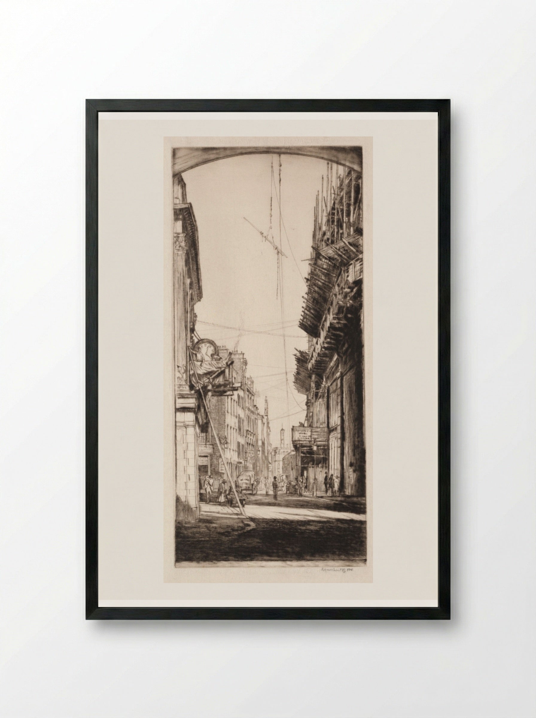 Liberty's Clock - Muirhead Bone - Framed Print Black