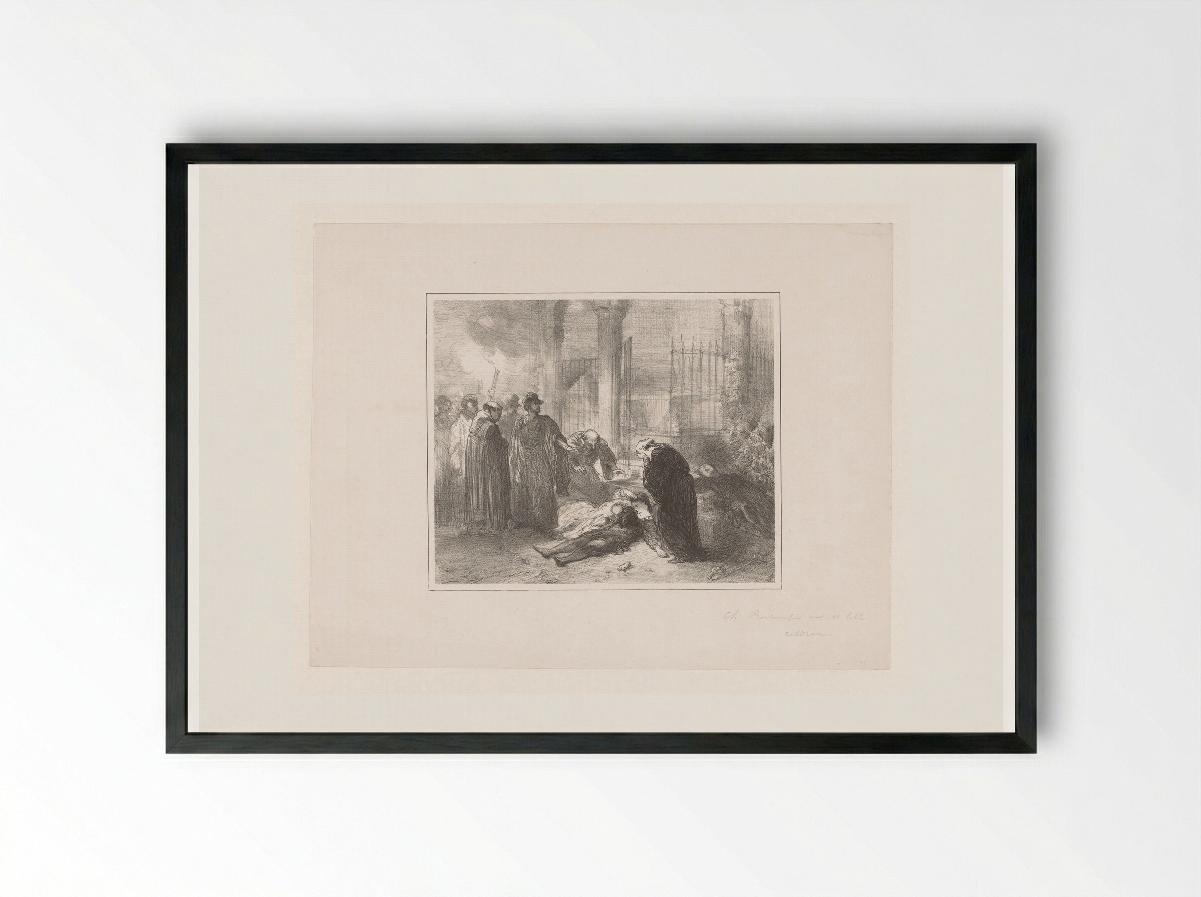 Lichamen van Romeo en Julia te midden van rouwende figuren - Charles Rochussen - Framed Print Black