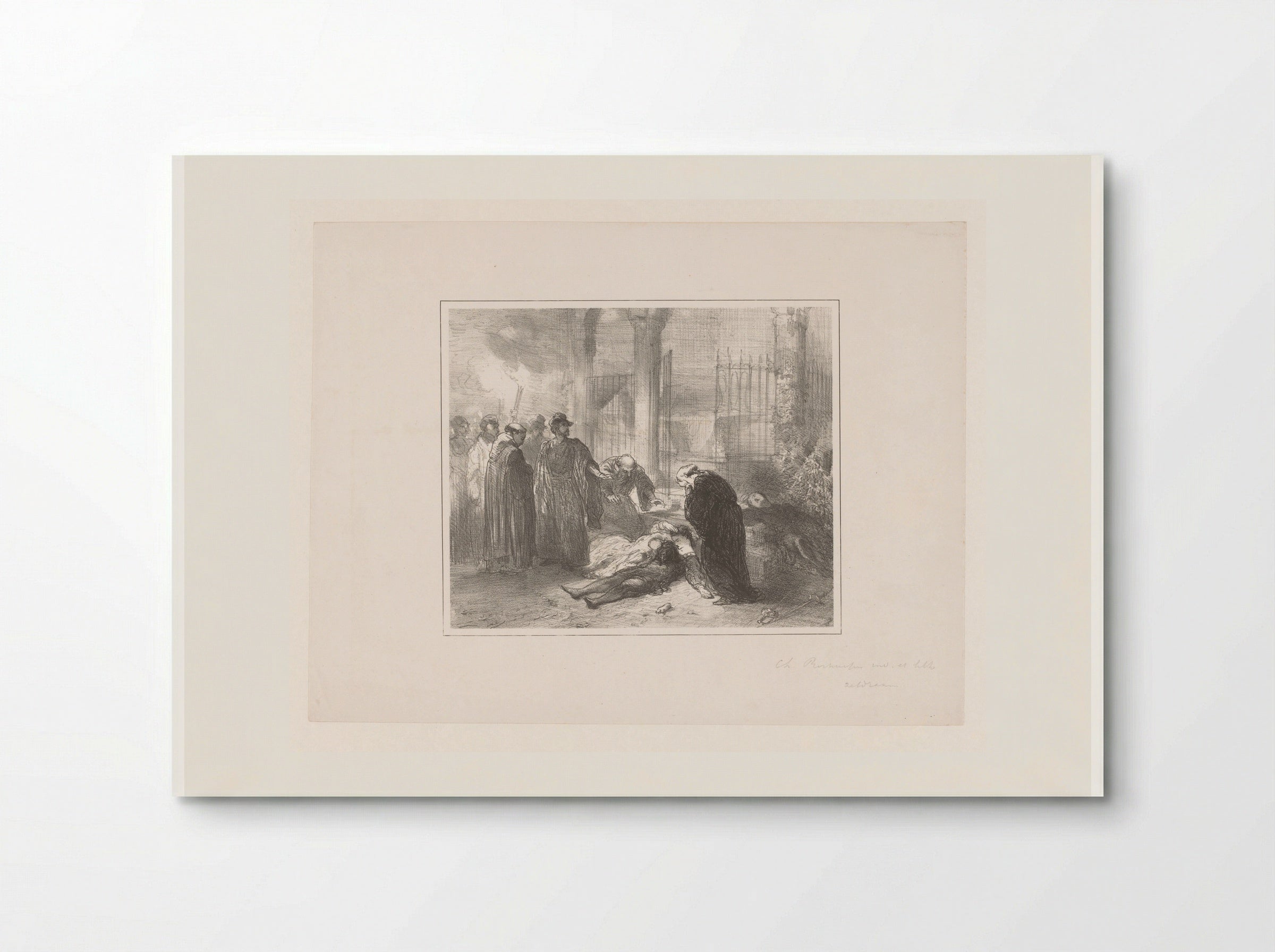 Lichamen van Romeo en Julia te midden van rouwende figuren - Charles Rochussen - Poster