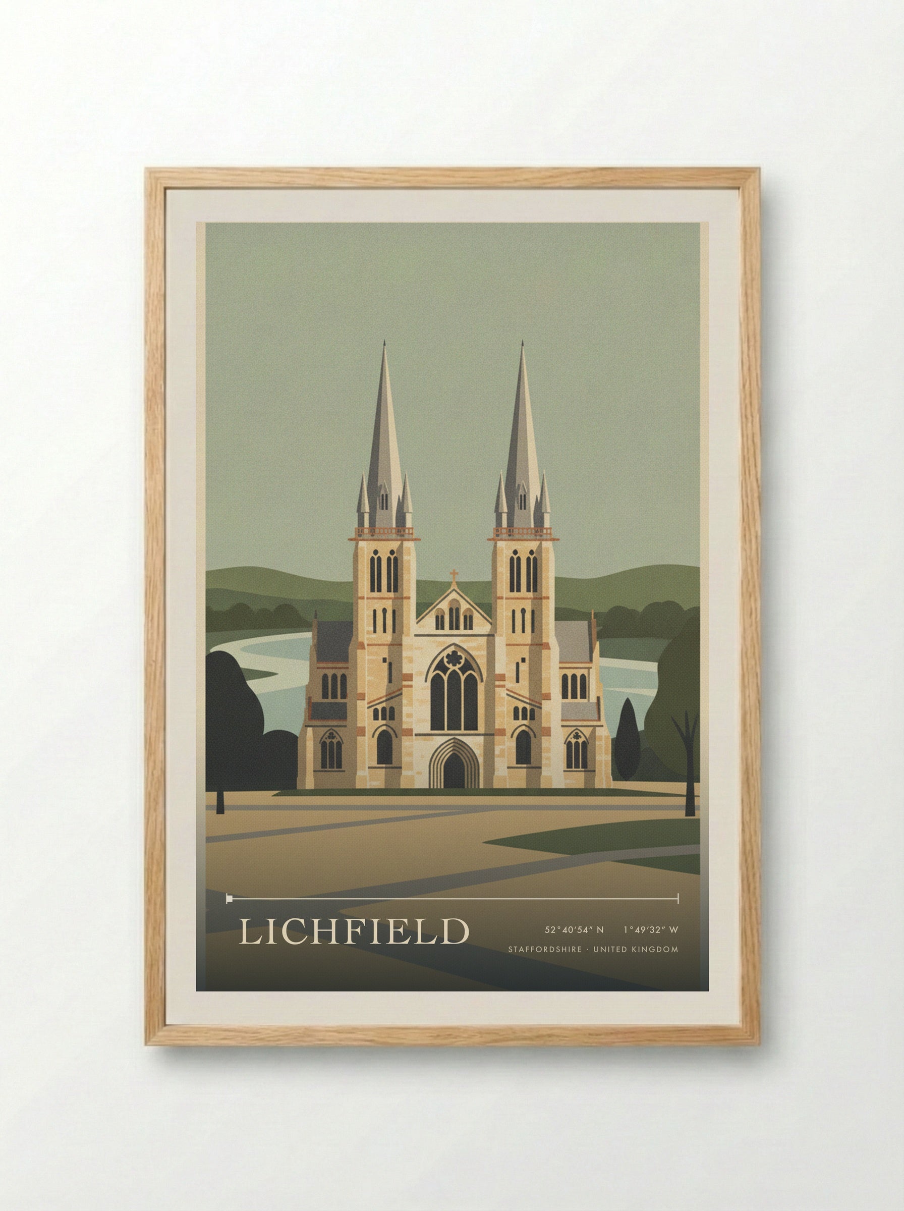 Lichfield Staffordshire United Kingdom Travel Poster - Framed Print Wood