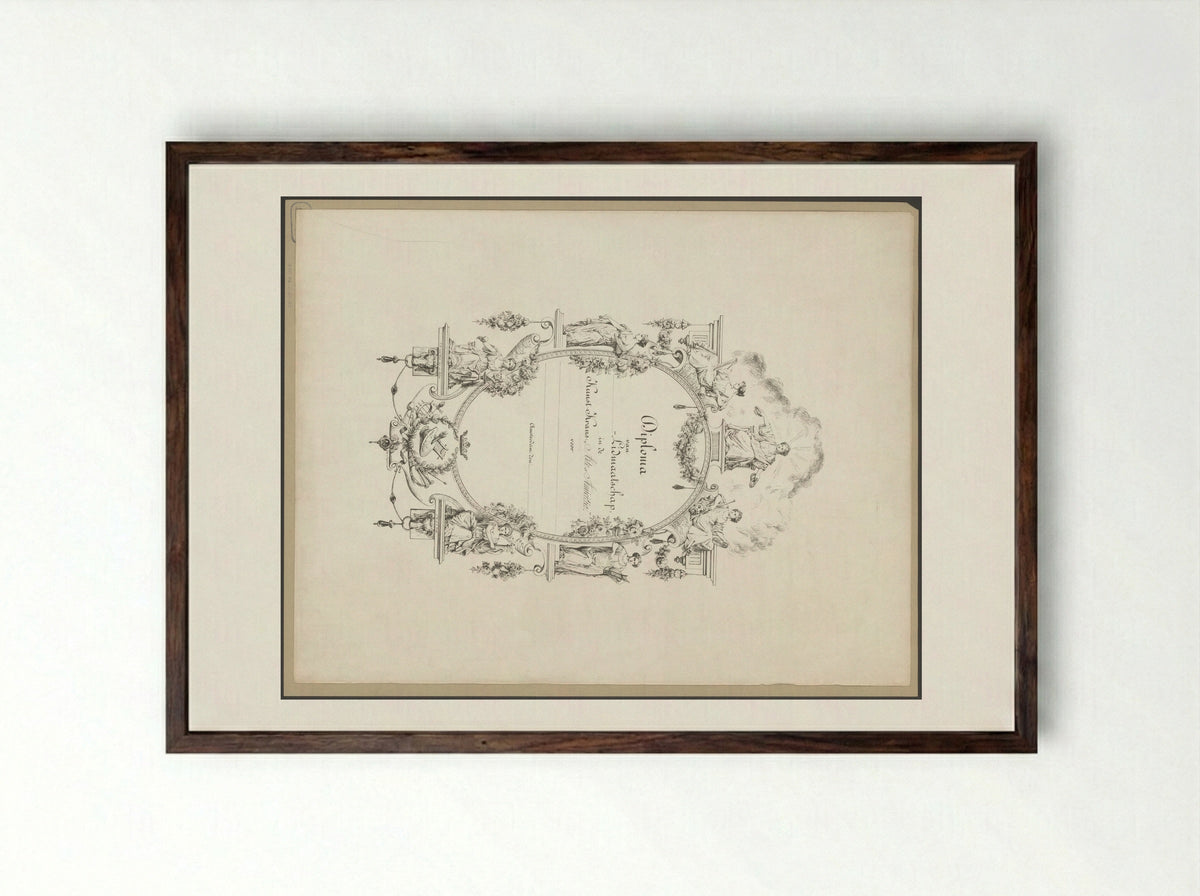 Lidmaatschapsbewijs van Arte et Amicitia - Jan Wendel Gerstenhauer Zimmerman - Framed Print Dark Wood