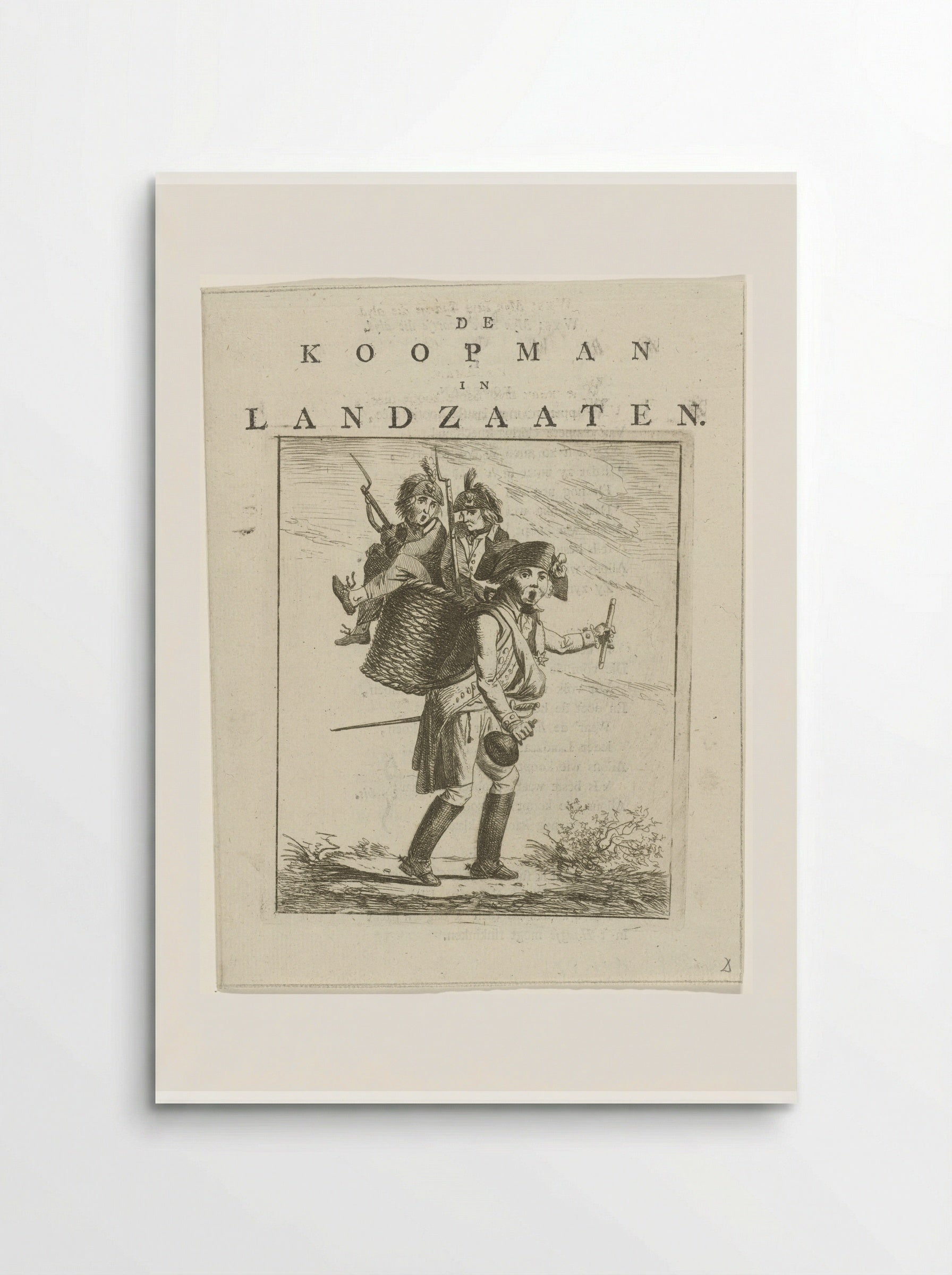 Liedblad en spotprent met soldaten - Hermanus Fock - Poster