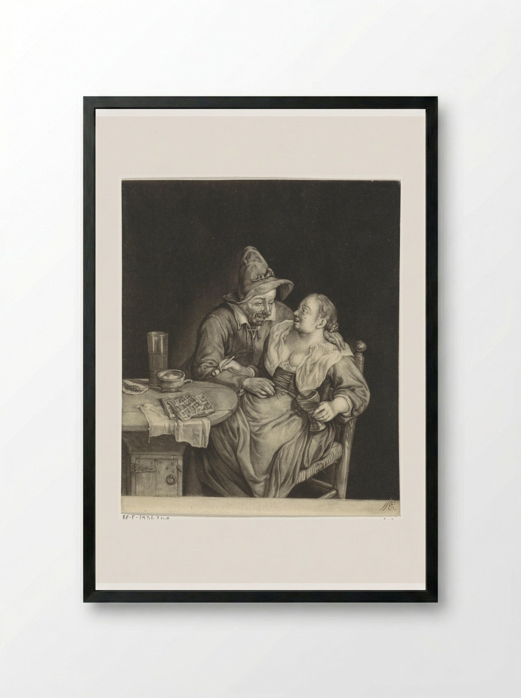 Liefdespaar (The Loving Couple) - Cornelis Dusart - Framed Print Black