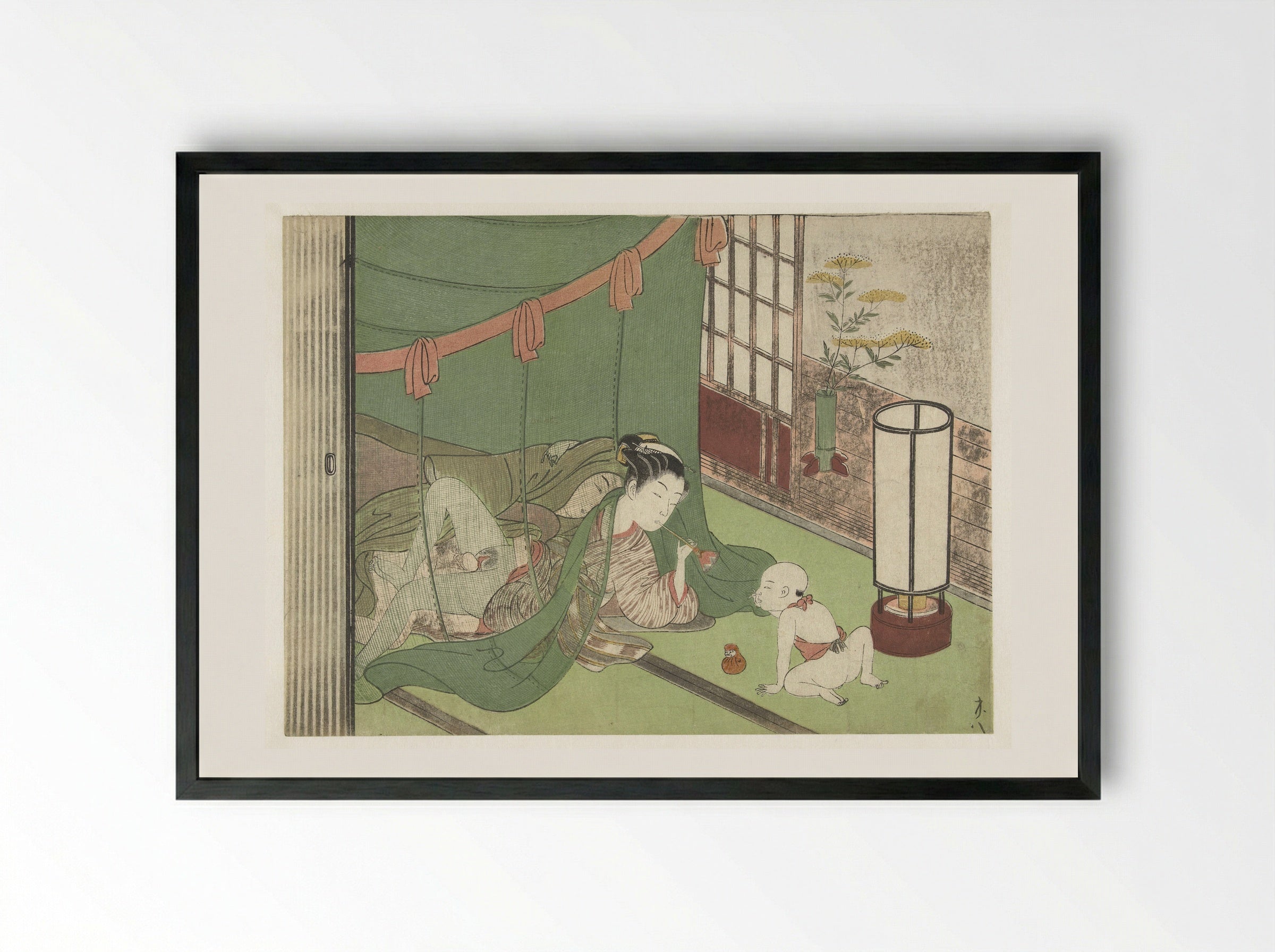 Liefdespaar en kind - Suzuki Harunobu - Framed Print Black
