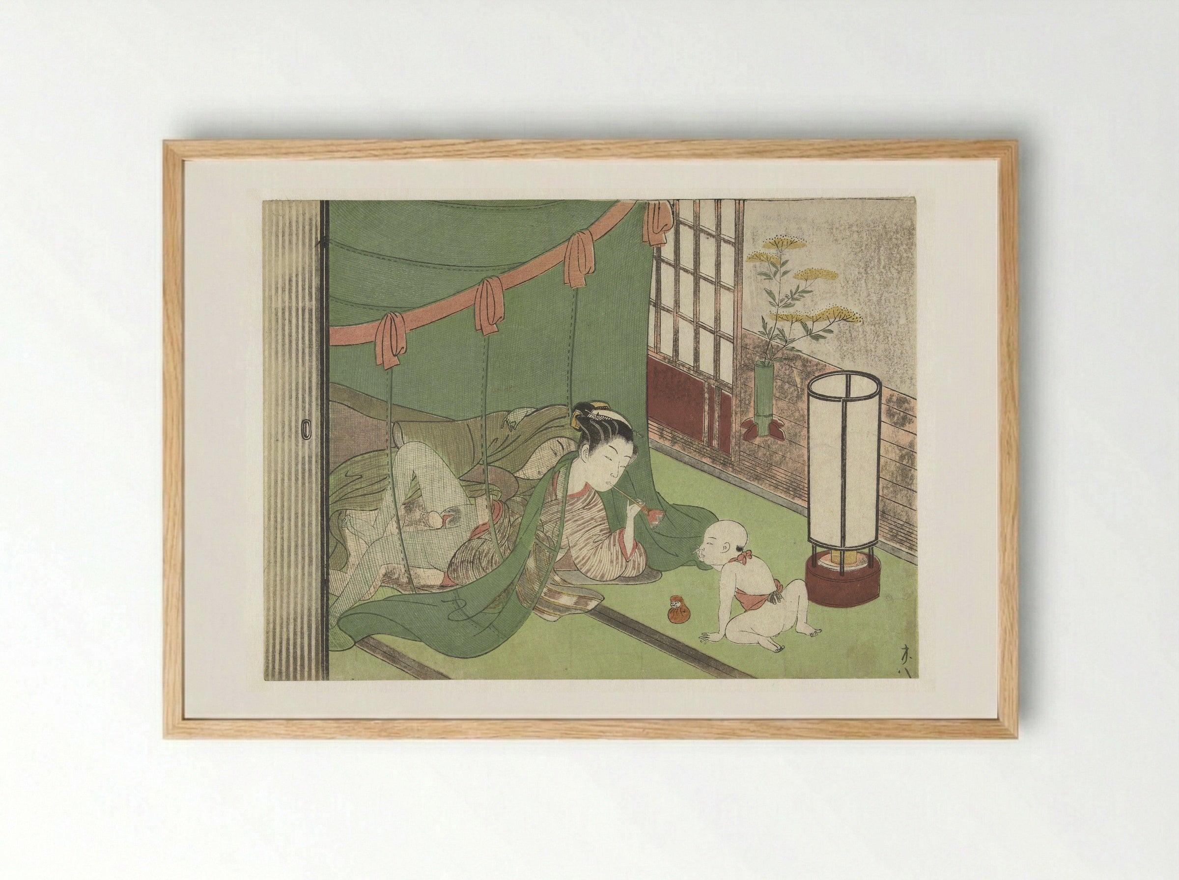 Liefdespaar en kind - Suzuki Harunobu - Framed Print Wood