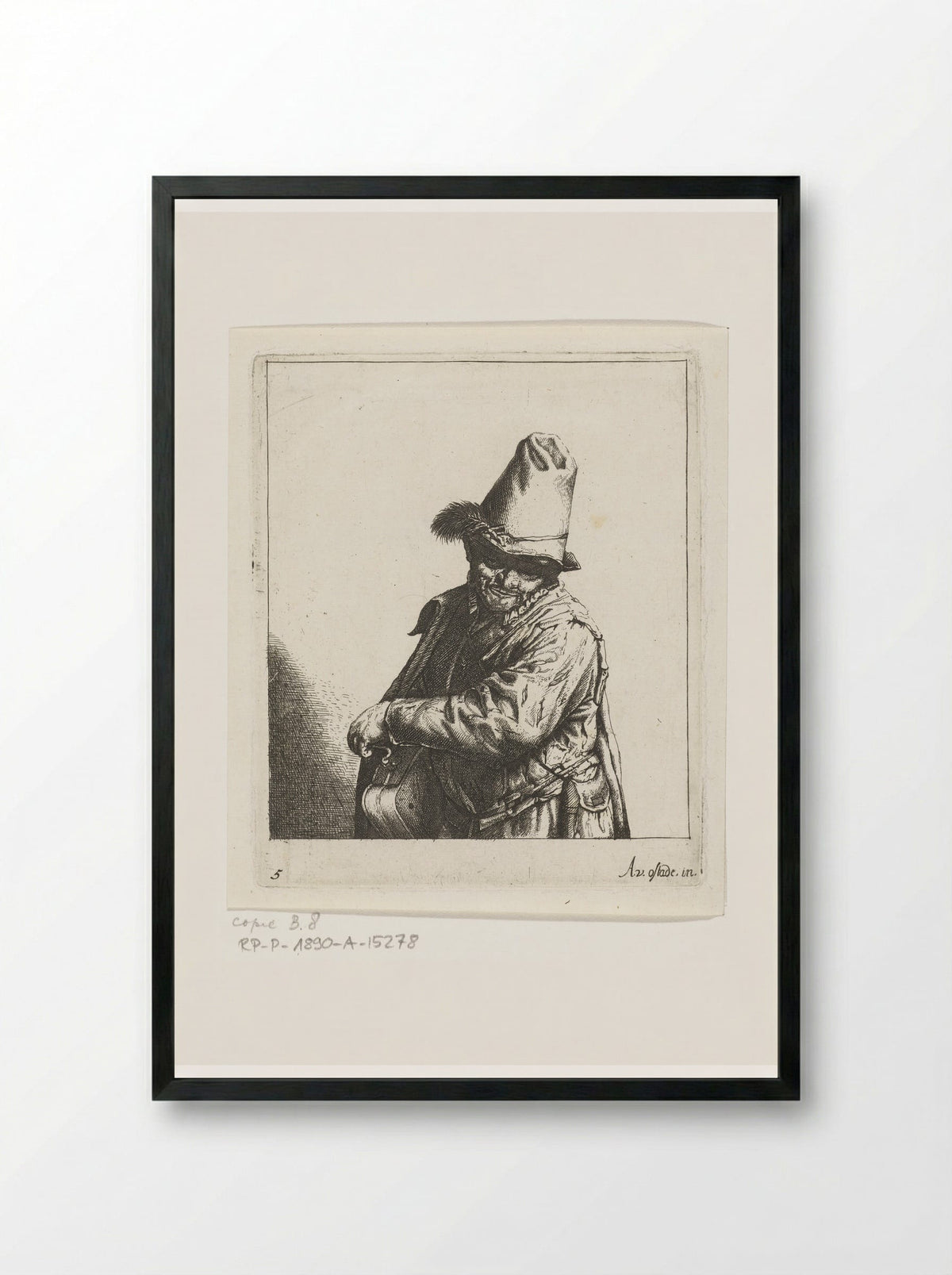 Lierdraaier (Hurdy-Gurdy Player) - Abraham Bloteling - Framed Print Black