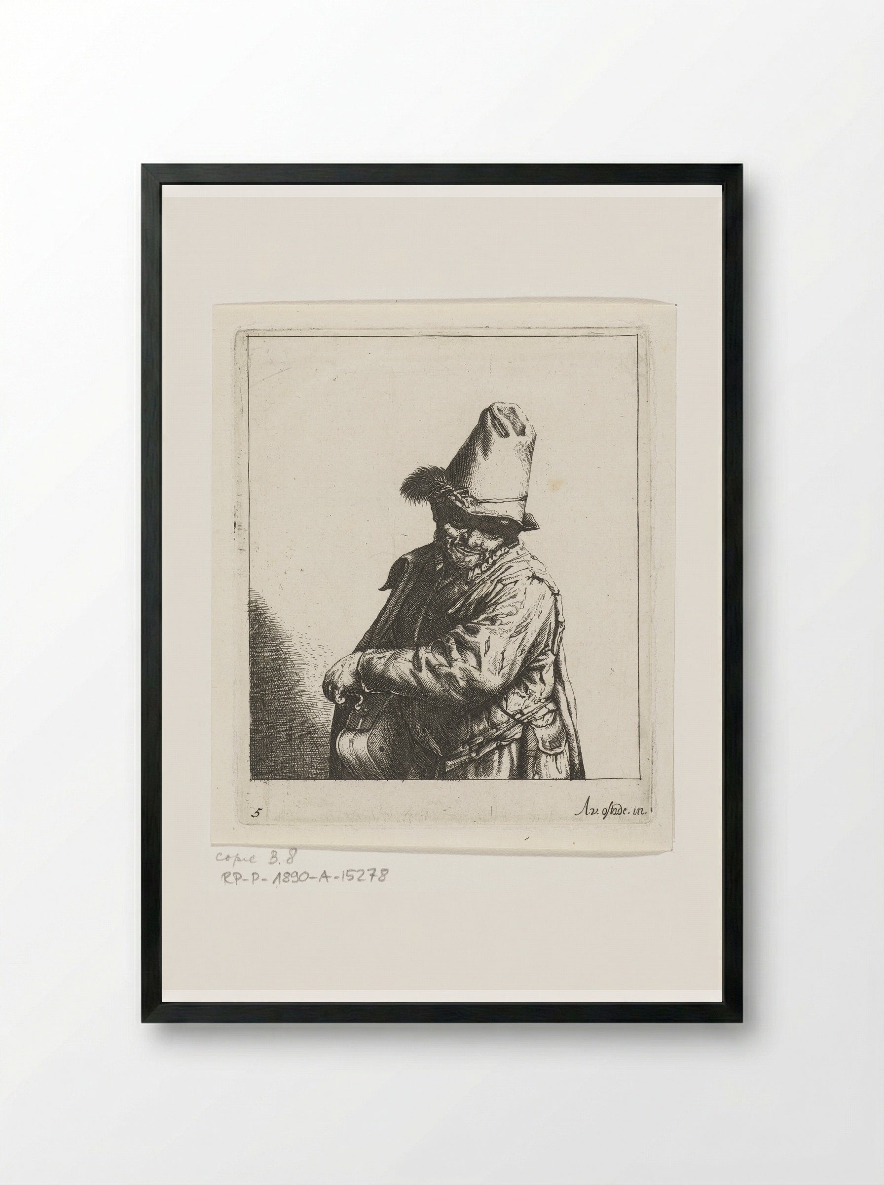 Lierdraaier (Hurdy-Gurdy Player) - Abraham Bloteling - Framed Print Black