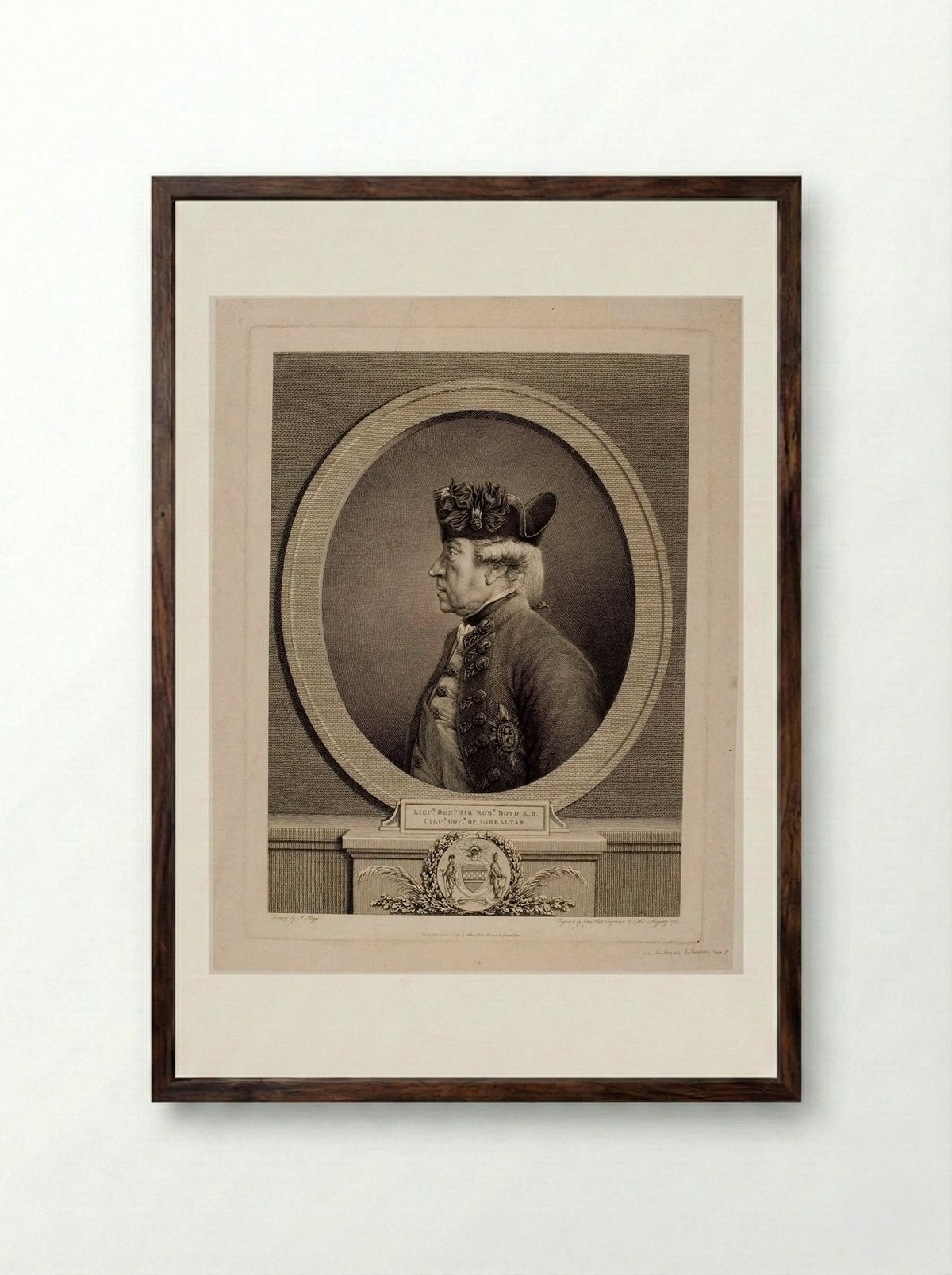 Lieut. Gen. Sir Robert Boyd - John Hall - Framed Print Dark Wood