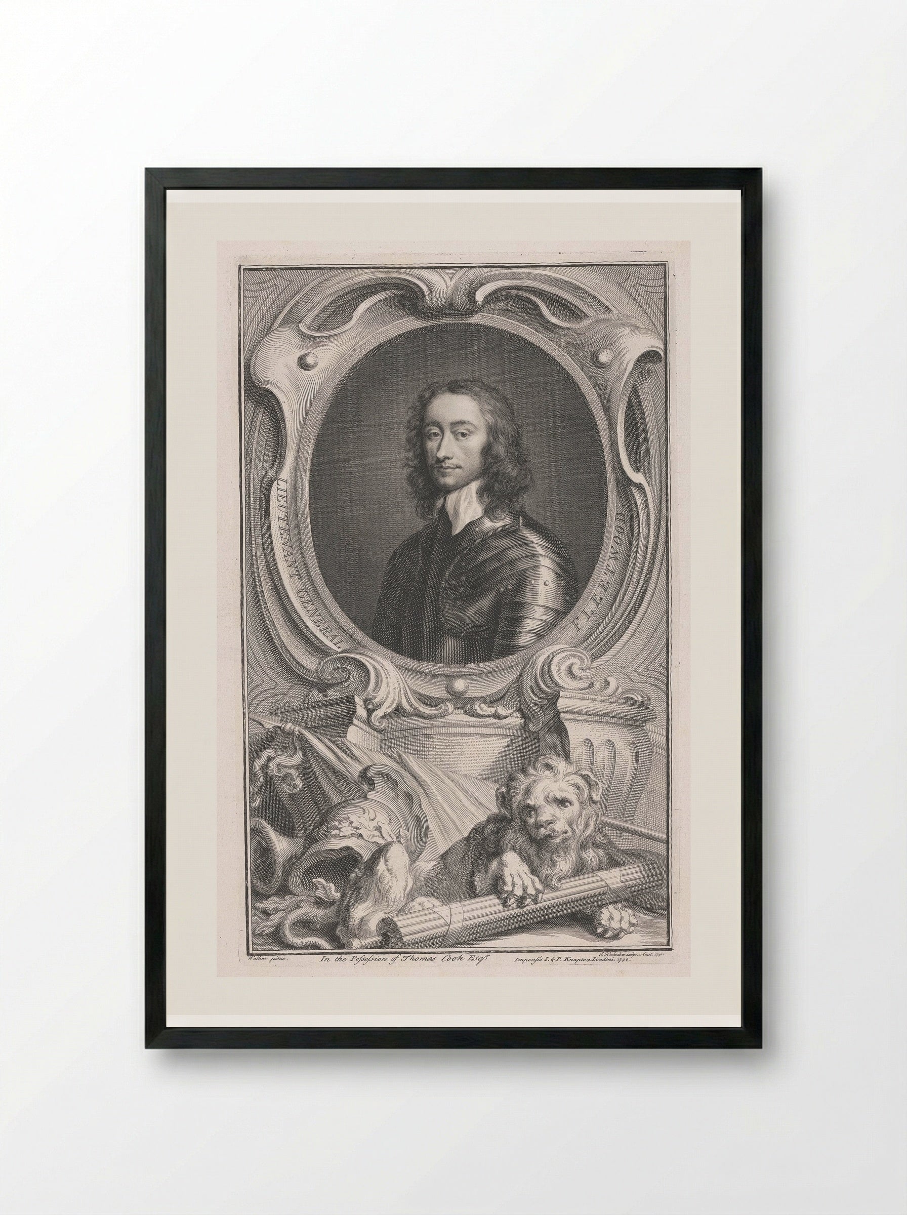 Lieutenant General Charles Fleetwood - Jacobus Houbraken - Framed Print Black