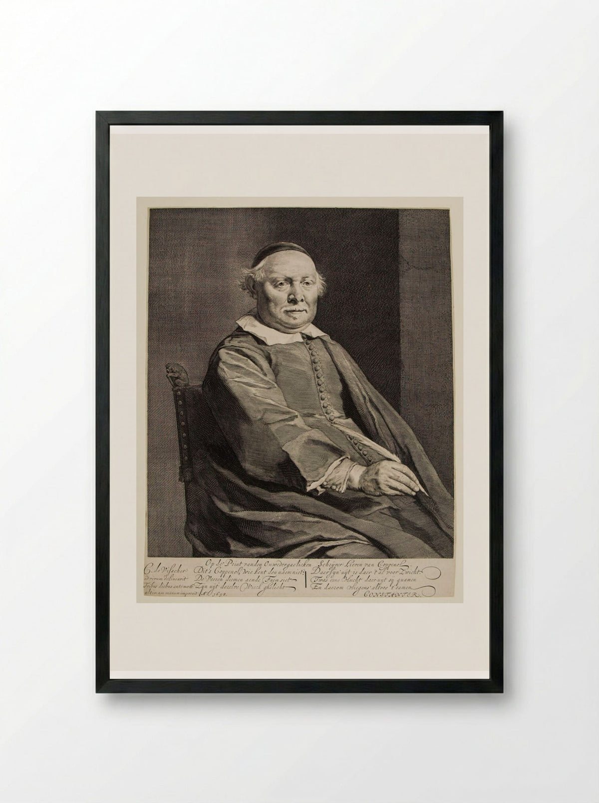 Lieven van Coppenol, Writing Master - Cornelis Visscher - Framed Print Black